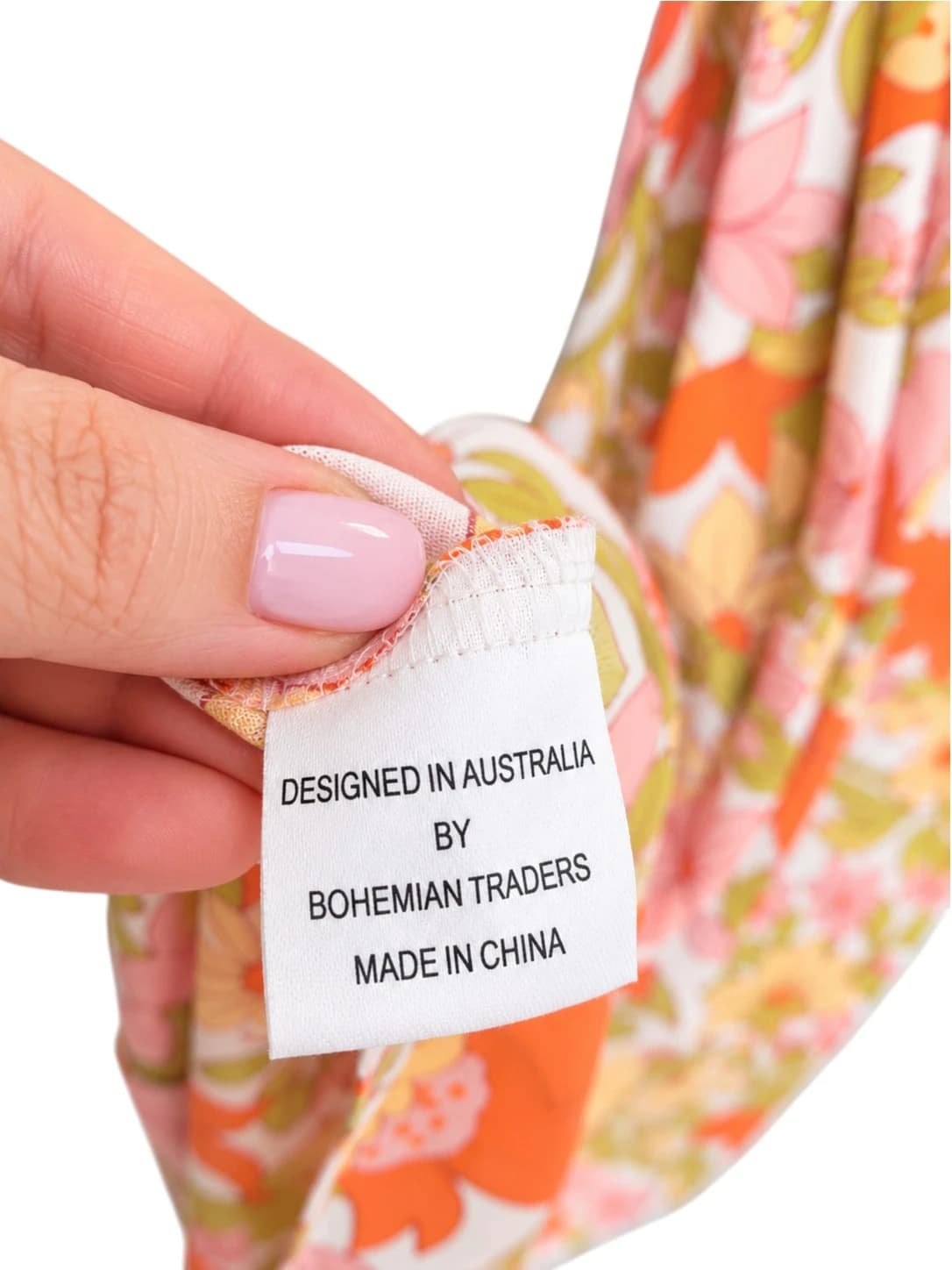 BOHEMIAN TRADERS Retro Floral Wrap Maxi Dress Pink Orange Size 2XS — photo 6 of 7