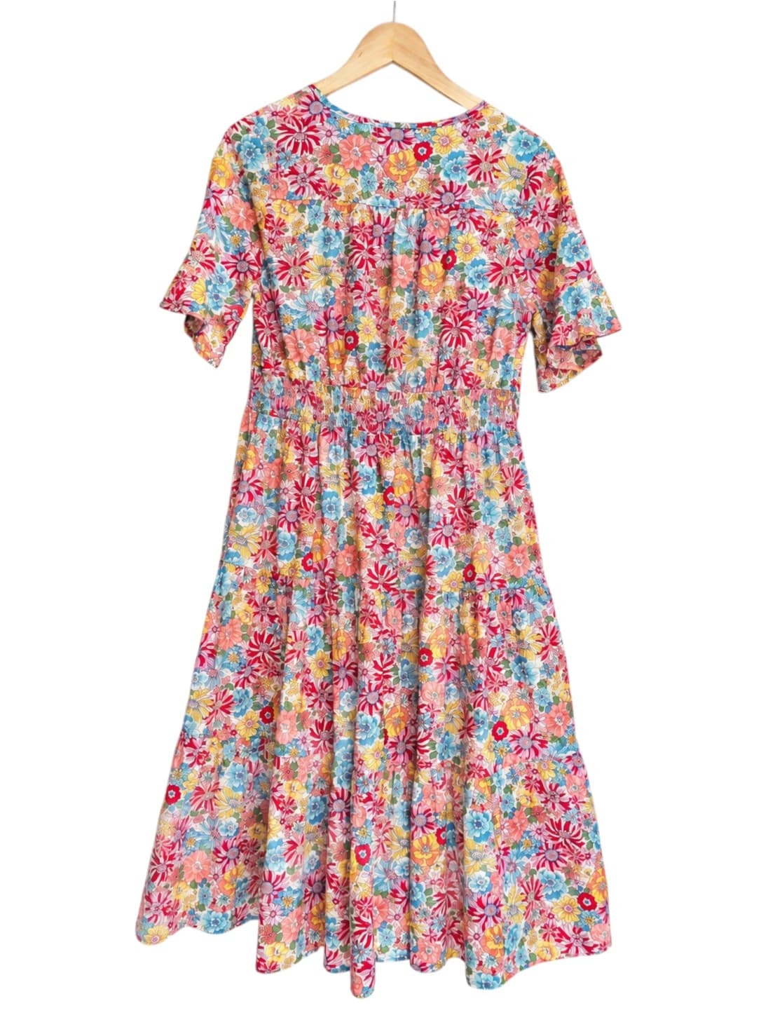 BOHO AUSTRALIA Vibrant Floral Button Front Tiered Midi Dress Size S — photo 3 of 5