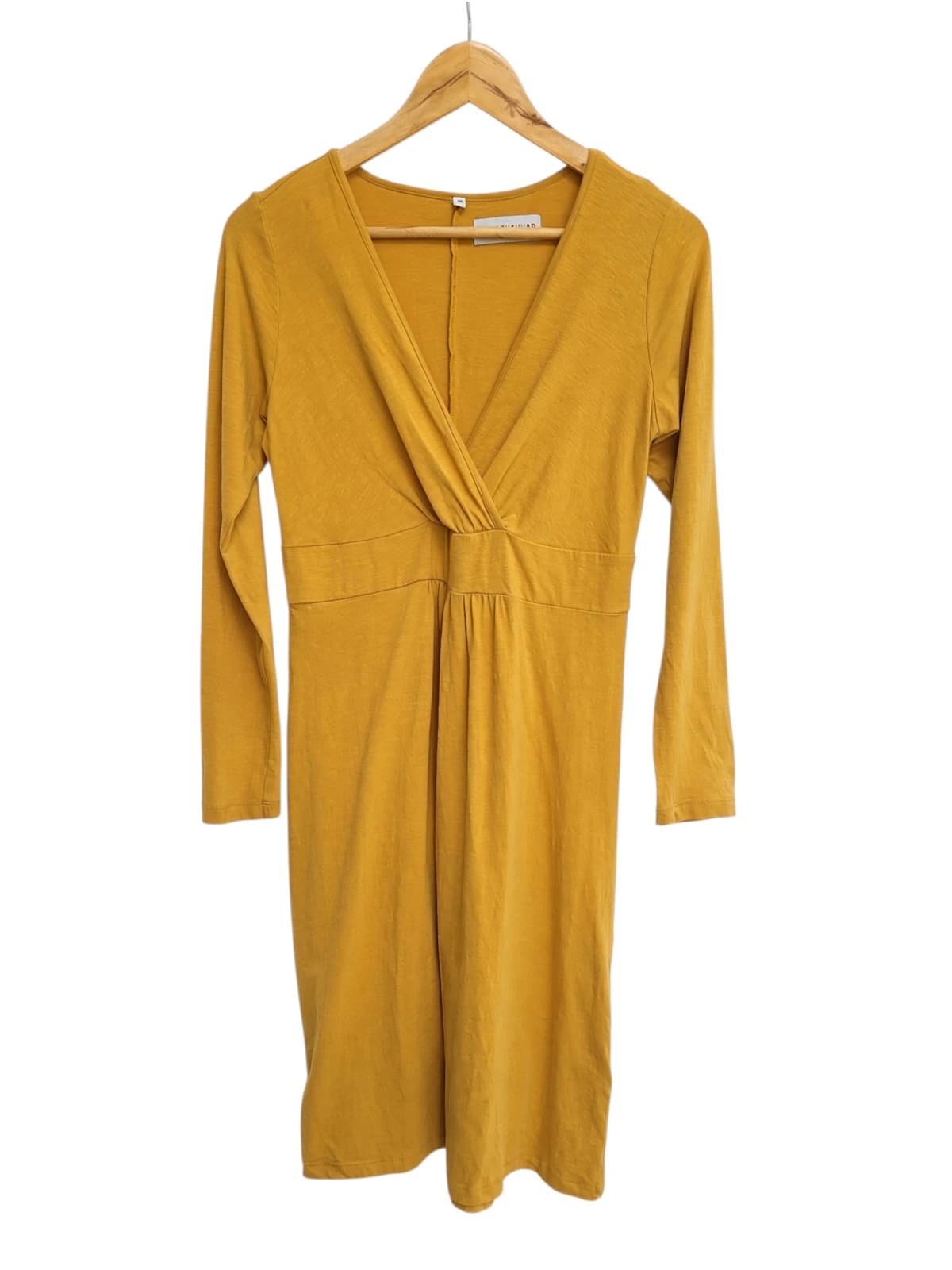 Boom Shankar Mustard Yellow Long Sleeve Wrap Dress Size 10 — photo 1 of 6