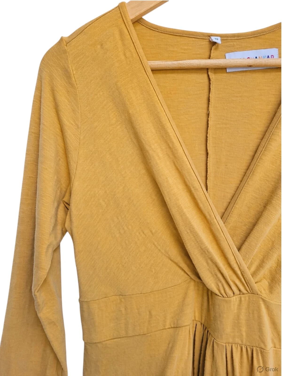 Boom Shankar Mustard Yellow Long Sleeve Wrap Dress Size 10 — photo 2 of 6