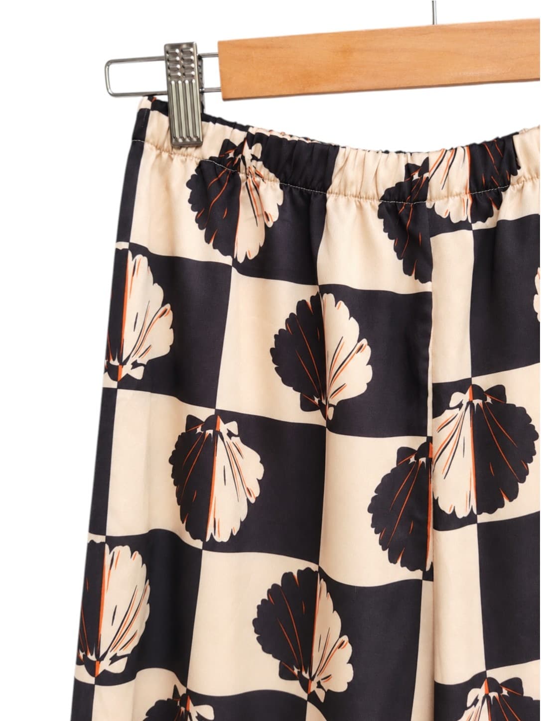 By Frankie Satin Wide Leg Pants Womens S Black Cream Checkerboard Shell Print — photo 1 of 6