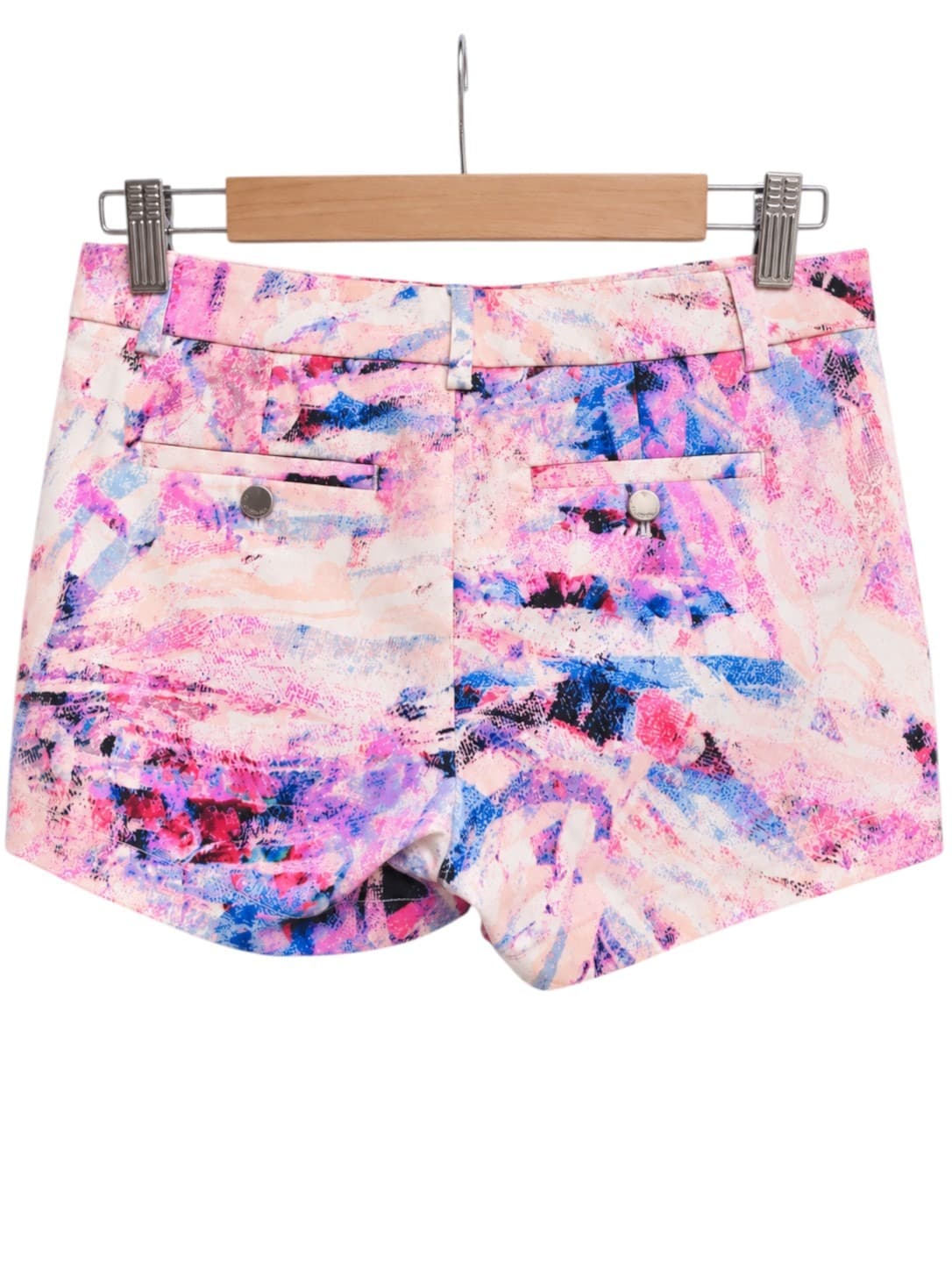 CALVIN KLEIN Pink Blue Abstract Print Tailored Shorts US 0 / AU 4 — photo 3 of 6