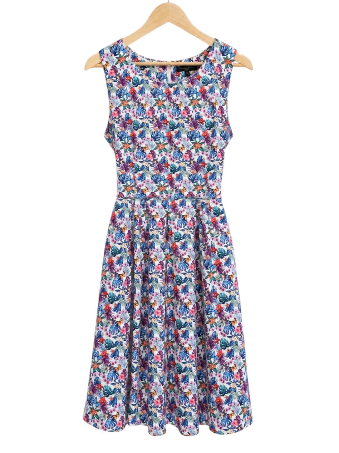 CAROLINE MORGAN Tropical Floral Butterfly Fit & Flare Dress Size 12 — photo 2 of 8