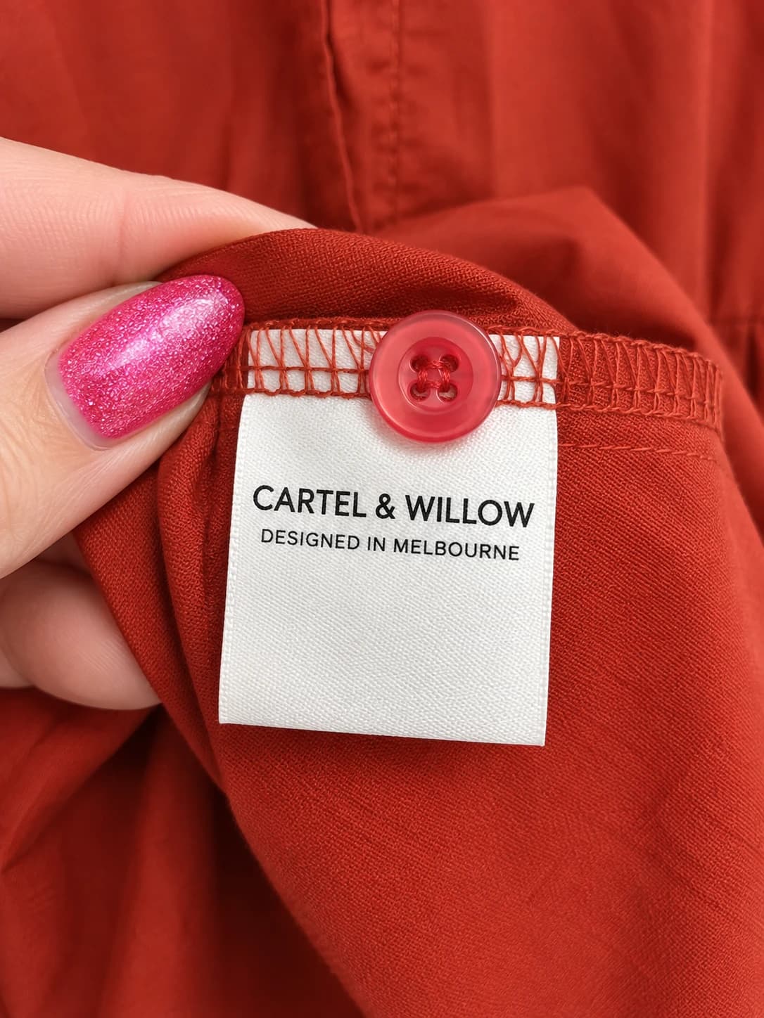 CARTEL & WILLOW Rust Red Cotton Tiered Smock Shirt Dress Size S — photo 6 of 6
