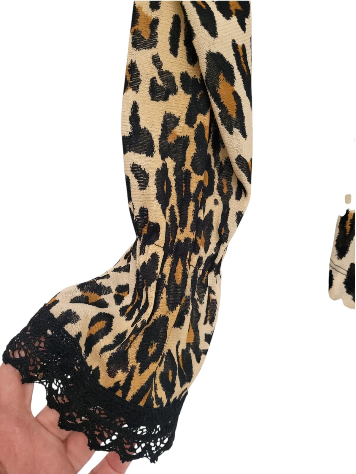 CHARLIE BROWN Y2K Leopard Print Sheer Mesh Ruffle Blouse Top Size 12 — photo 5 of 8