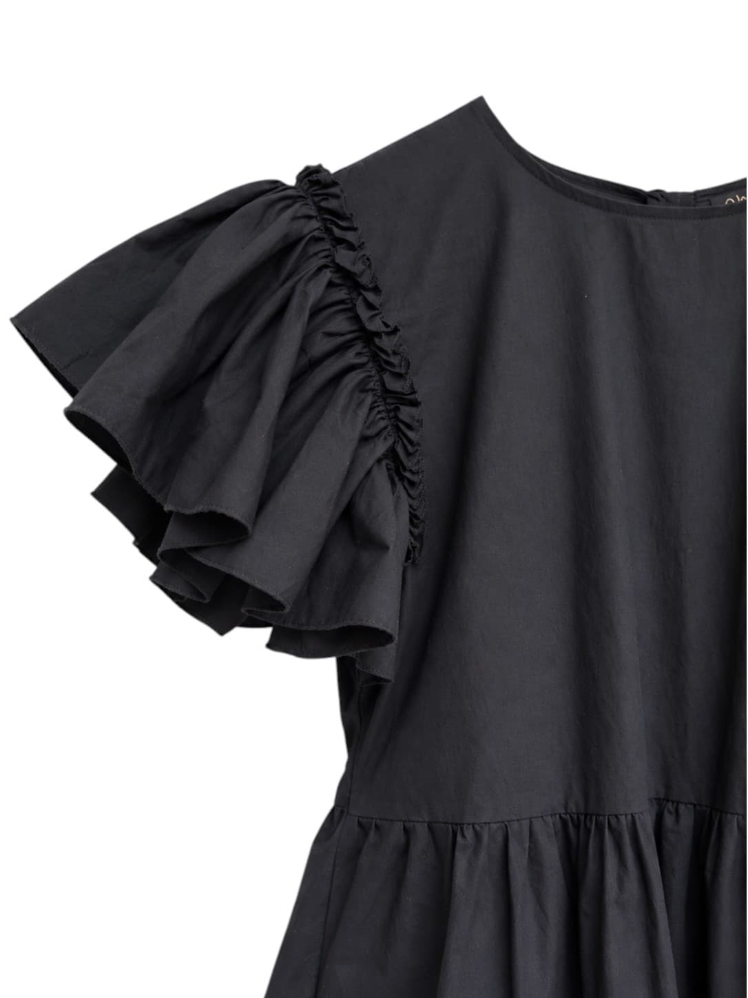 ChePè Italy Black Tiered Midi Dress Ruffle Sleeves 100% Cotton Womens S — photo 1 of 6