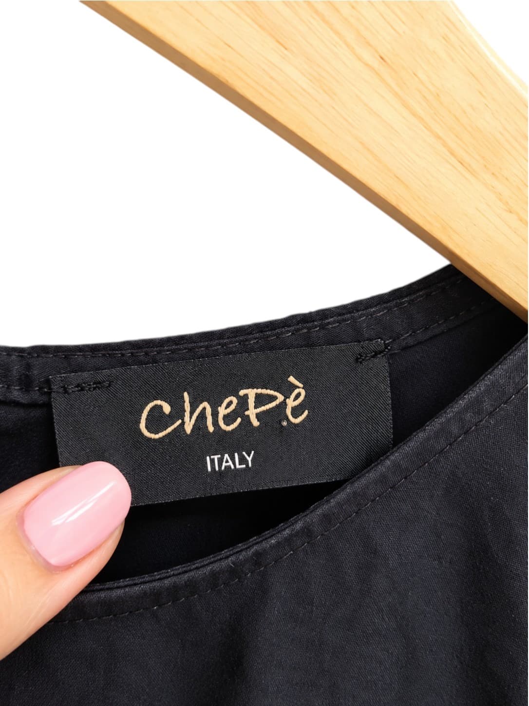 ChePè Italy Black Tiered Midi Dress Ruffle Sleeves 100% Cotton Womens S — photo 5 of 6