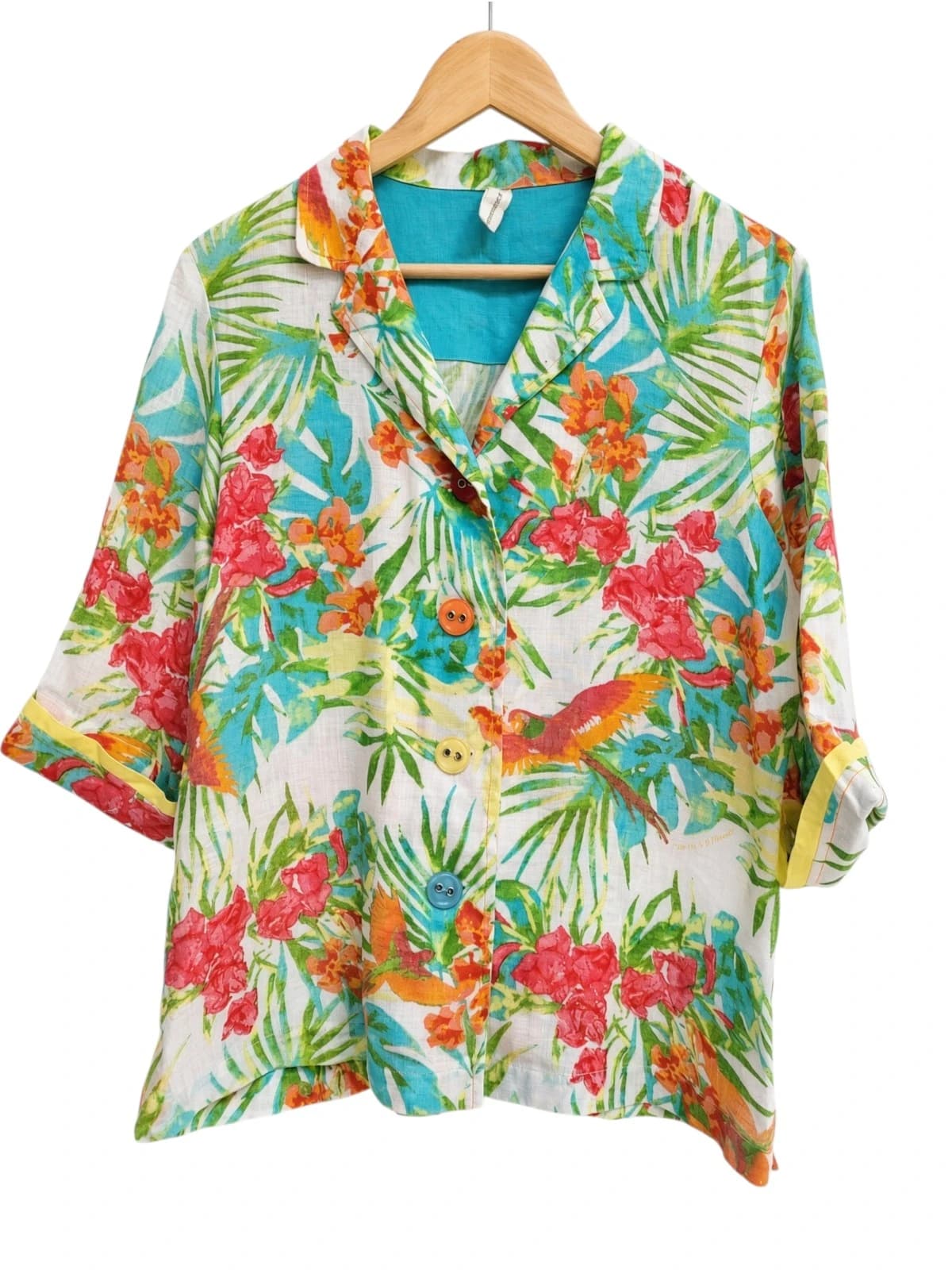 CLASSIC & DIFFERENCE Tropical Parrot Floral Boxy Shirt AU 14 EU 42 — photo 2 of 7