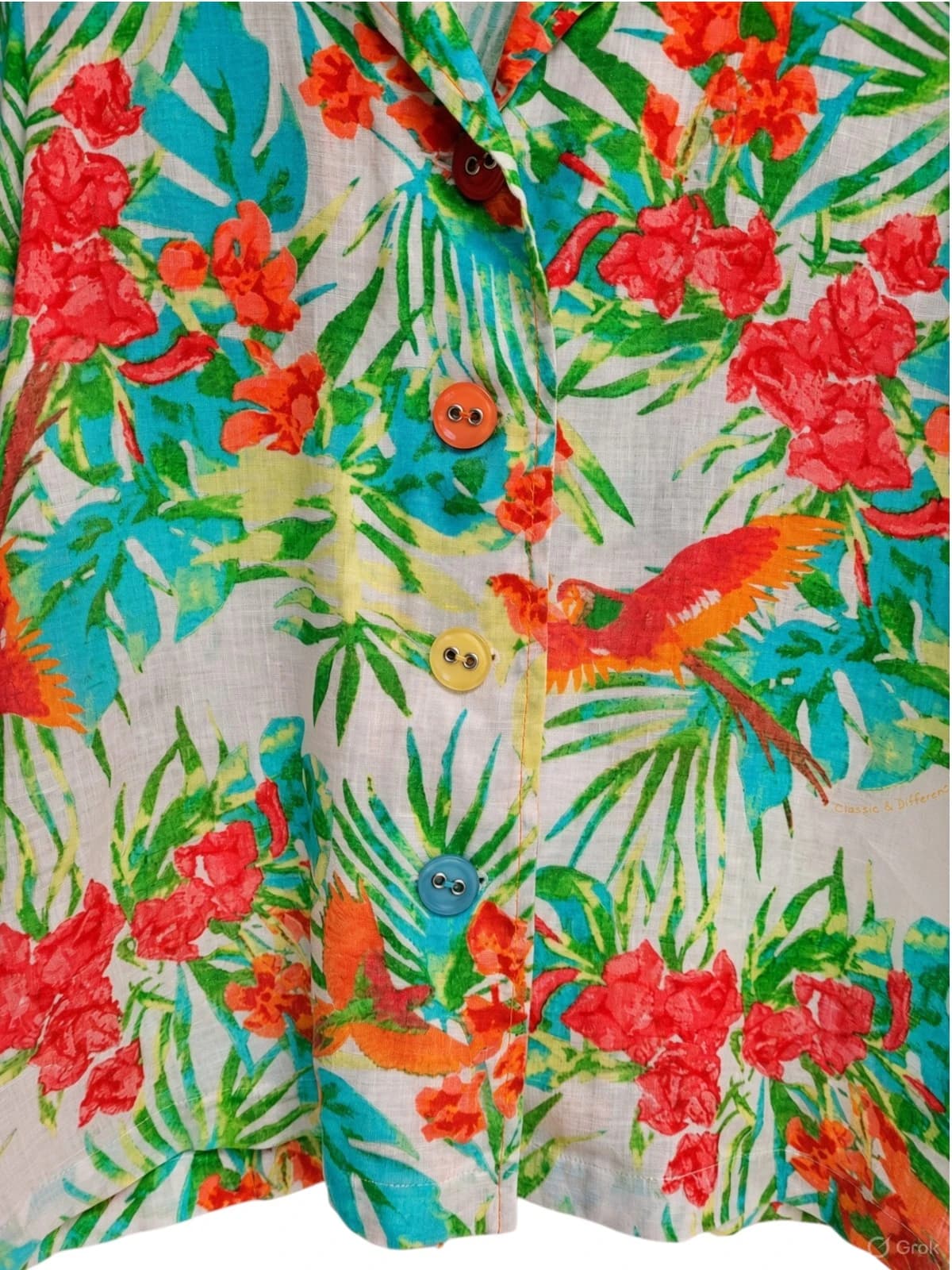 CLASSIC & DIFFERENCE Tropical Parrot Floral Boxy Shirt AU 14 EU 42 — photo 5 of 7