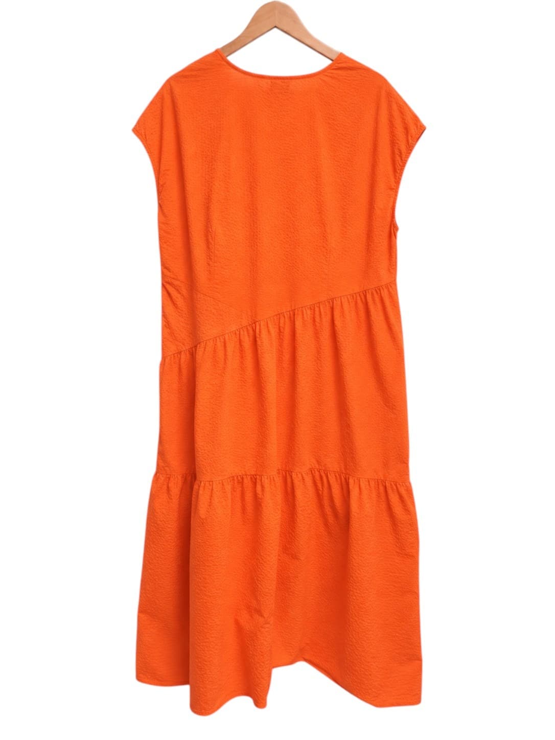 Commonry Womens Midi Dress Size 16 Orange 100% Cotton V Neck Tiered — photo 3 of 6