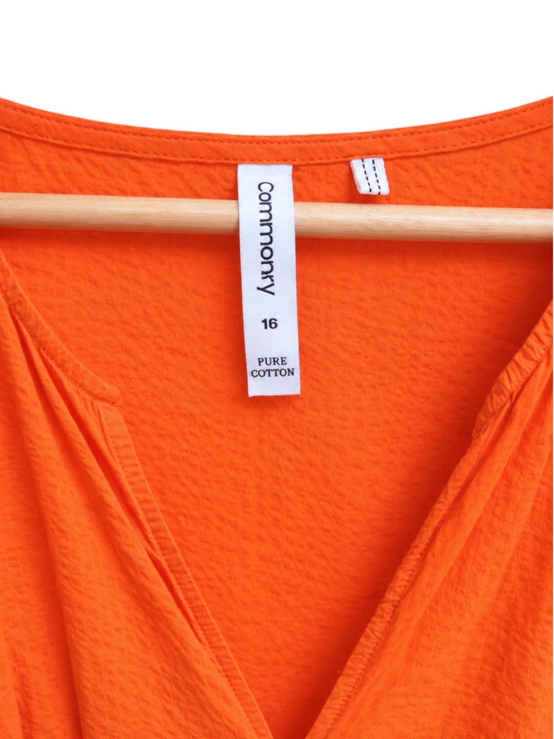 Commonry Womens Midi Dress Size 16 Orange 100% Cotton V Neck Tiered — photo 4 of 6