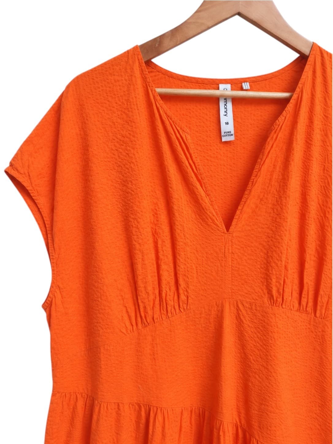 Commonry Womens Midi Dress Size 16 Orange 100% Cotton V Neck Tiered — photo 1 of 6