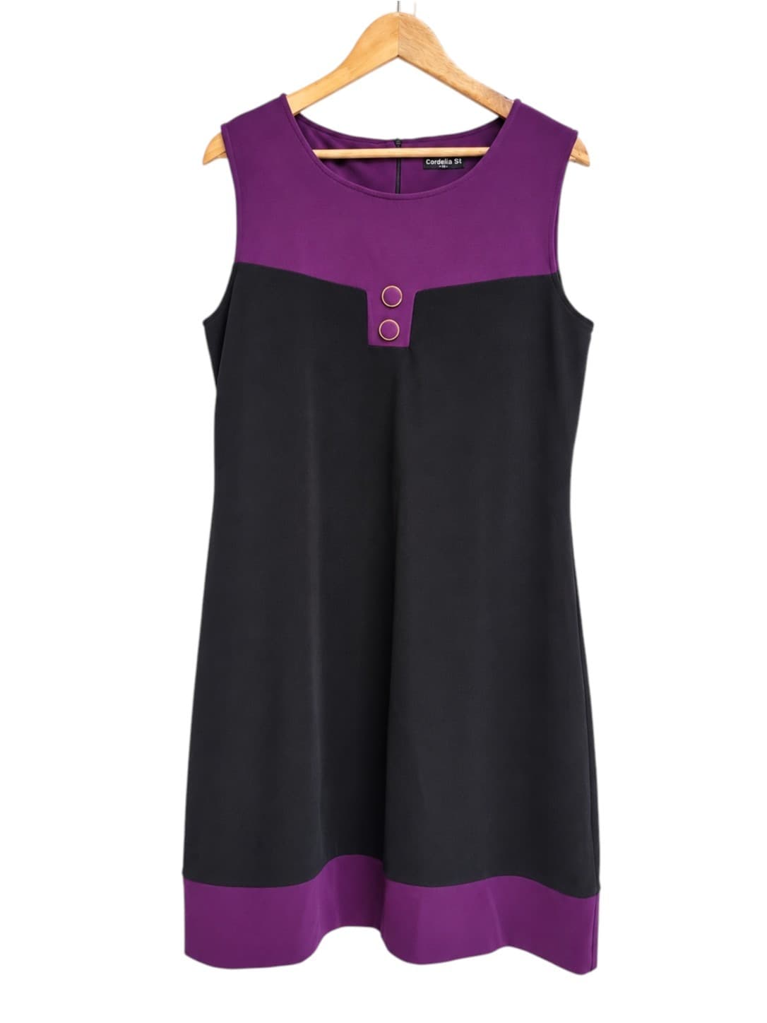 CORDELIA ST Purple Black Colour Block Sleeveless Shift Dress Size 14 — photo 1 of 7