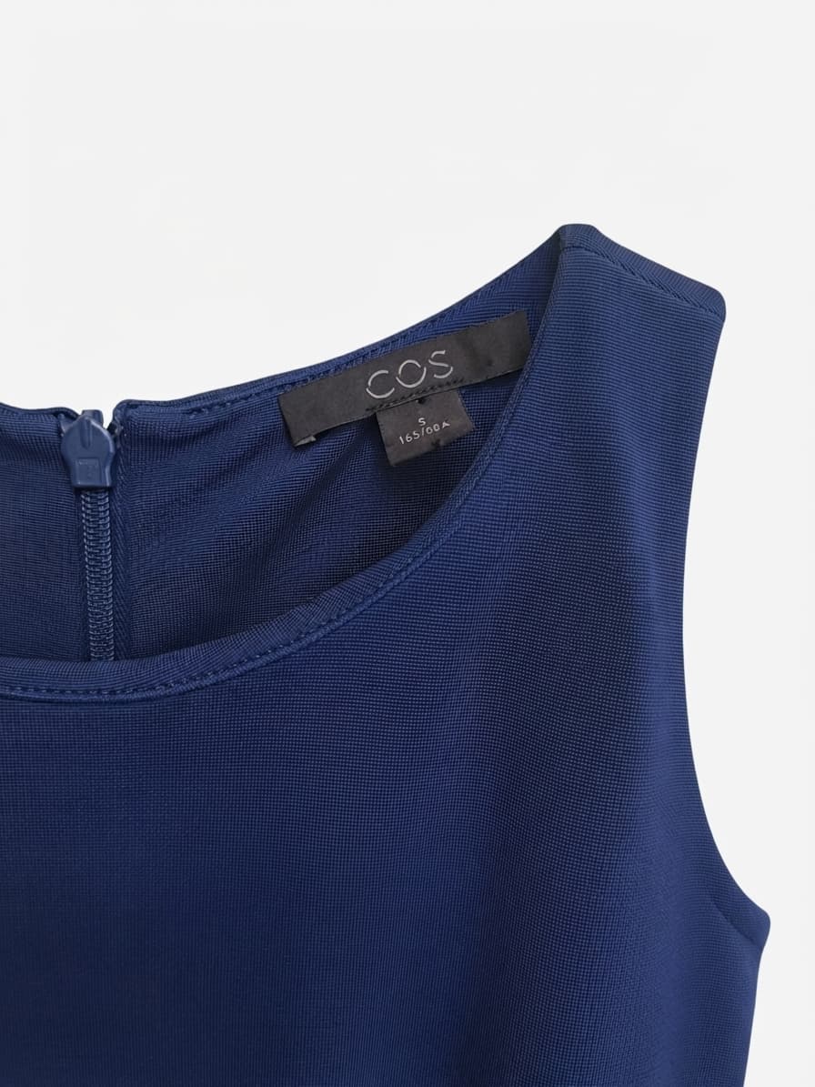 COS Navy Blue Sleeveless Textured Dress — photo 3 of 5