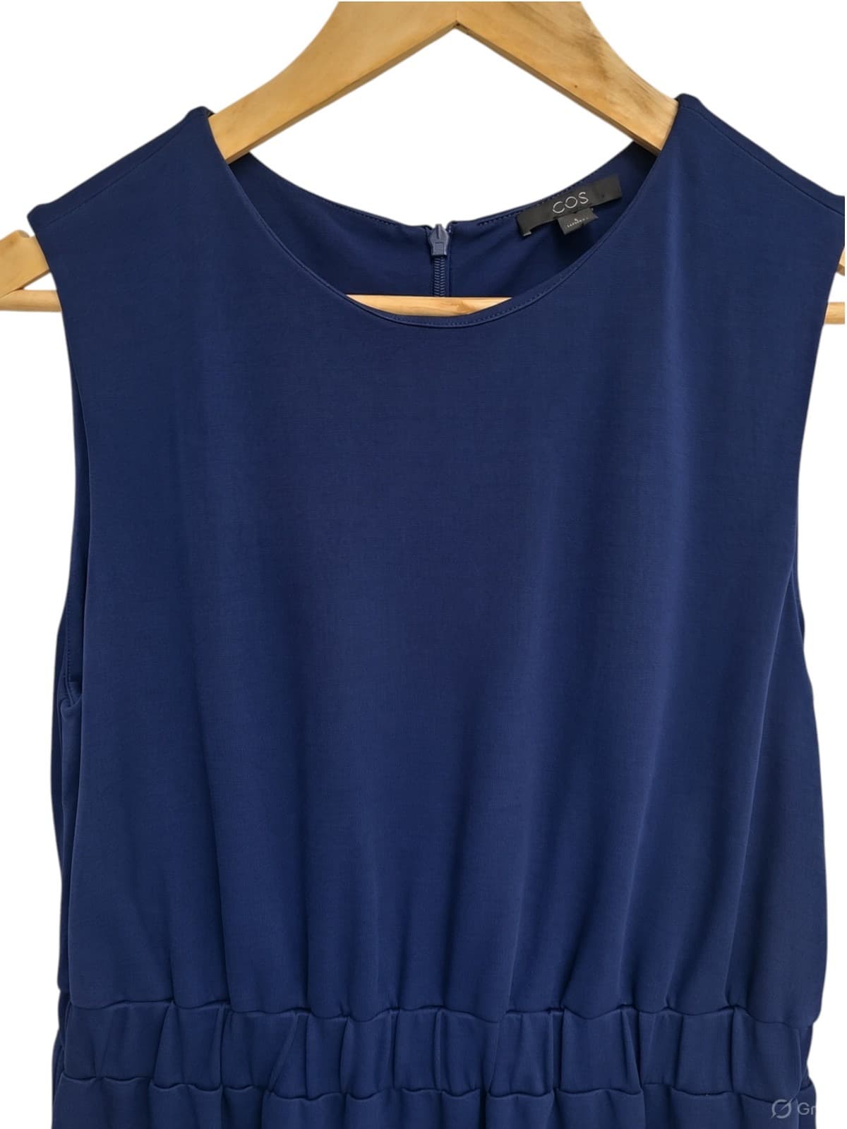 COS Navy Blue Sleeveless Textured Dress — photo 2 of 5
