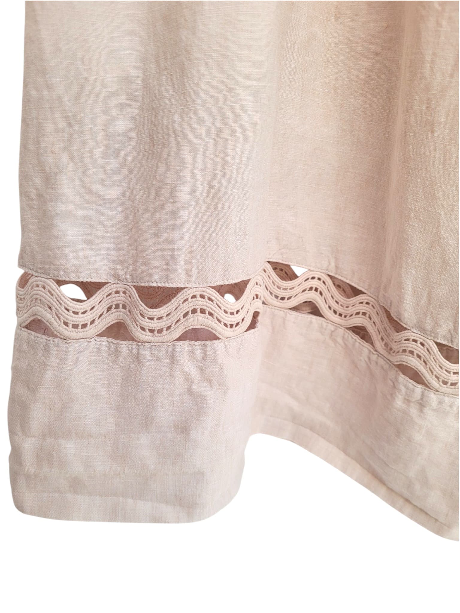 COUNTRY ROAD Beige Linen Strapless Crochet Trim Midi Dress Size 16 — photo 5 of 8