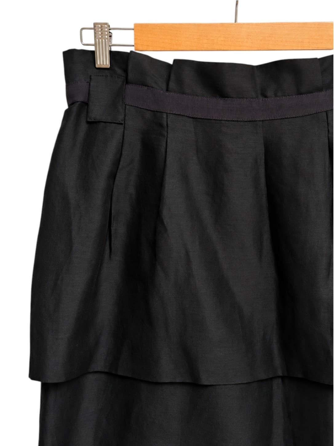 COUNTRY ROAD Black Linen Silk Tiered Paperbag Waist Skirt Size 14 — photo 1 of 7