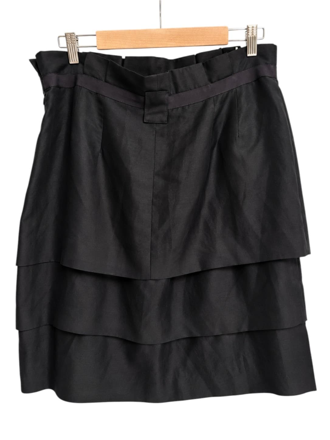COUNTRY ROAD Black Linen Silk Tiered Paperbag Waist Skirt Size 14 — photo 4 of 7