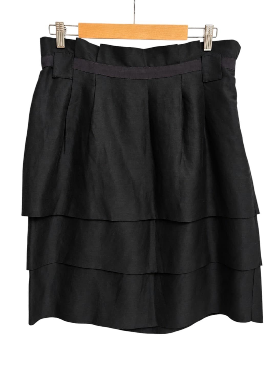 COUNTRY ROAD Black Linen Silk Tiered Paperbag Waist Skirt Size 14 — photo 2 of 7