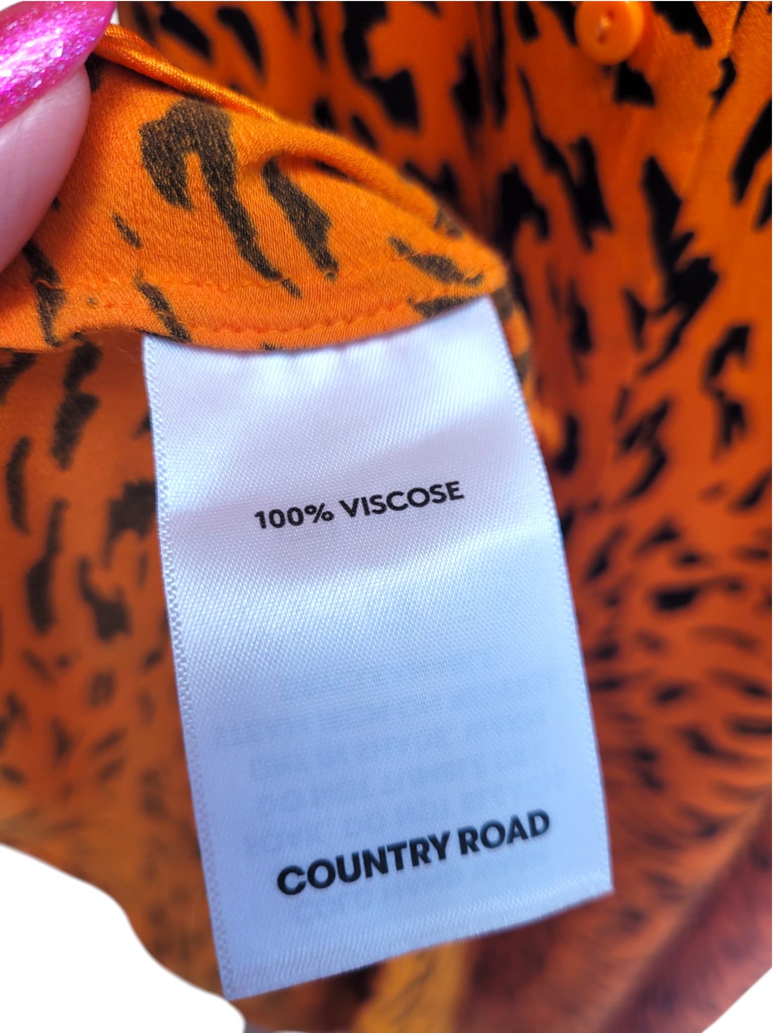 Country Road Orange Black Animal Print Button Front Midi Dress Size 8 — photo 7 of 8