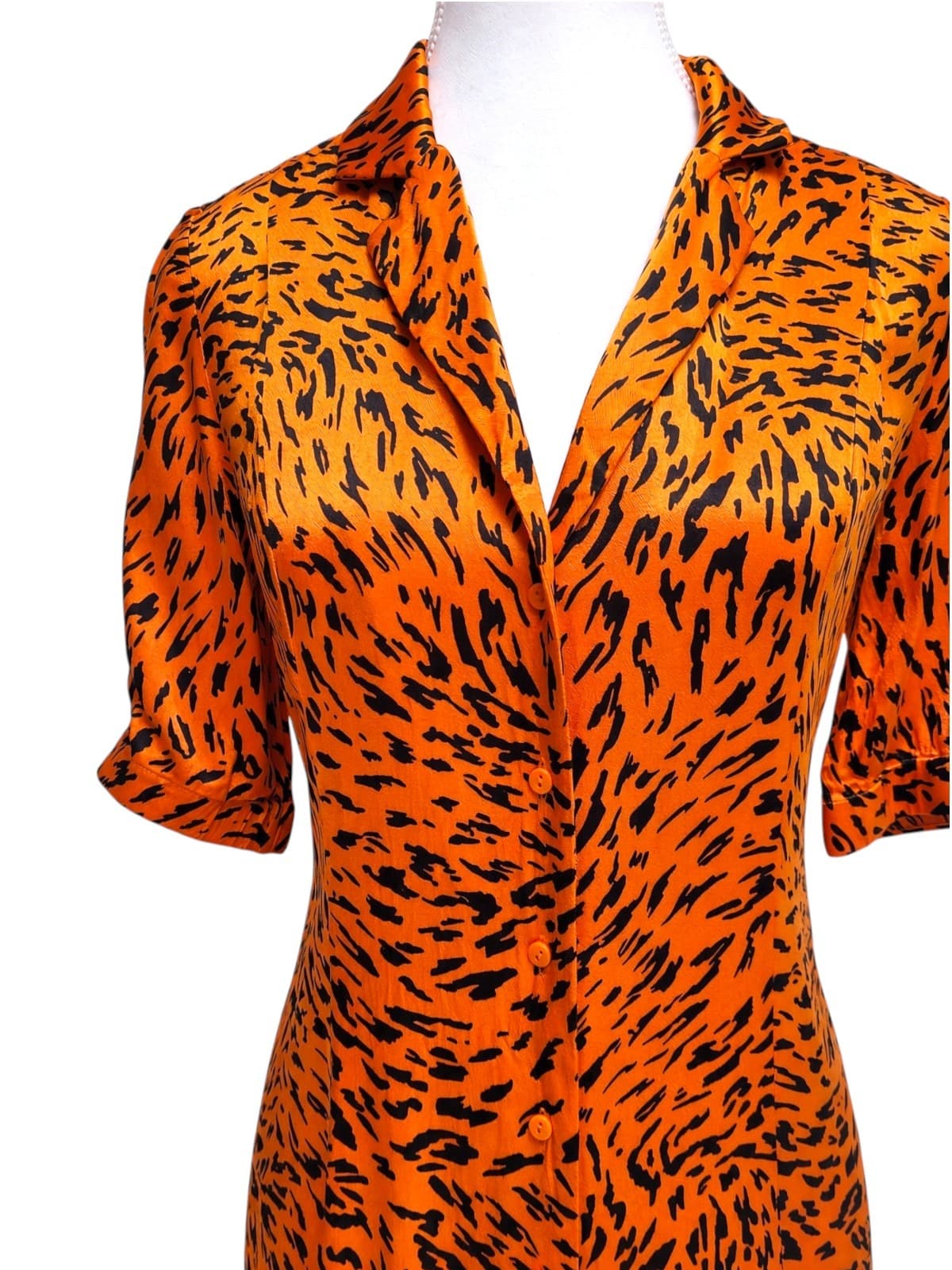 Country Road Orange Black Animal Print Button Front Midi Dress Size 8 — photo 2 of 8
