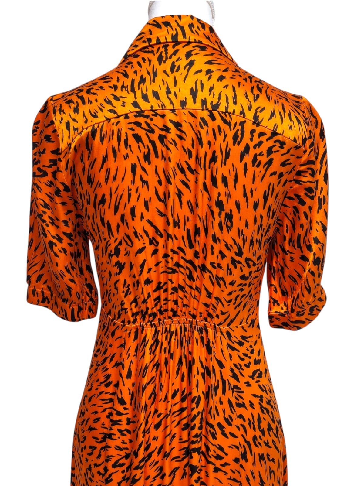 Country Road Orange Black Animal Print Button Front Midi Dress Size 8 — photo 4 of 8
