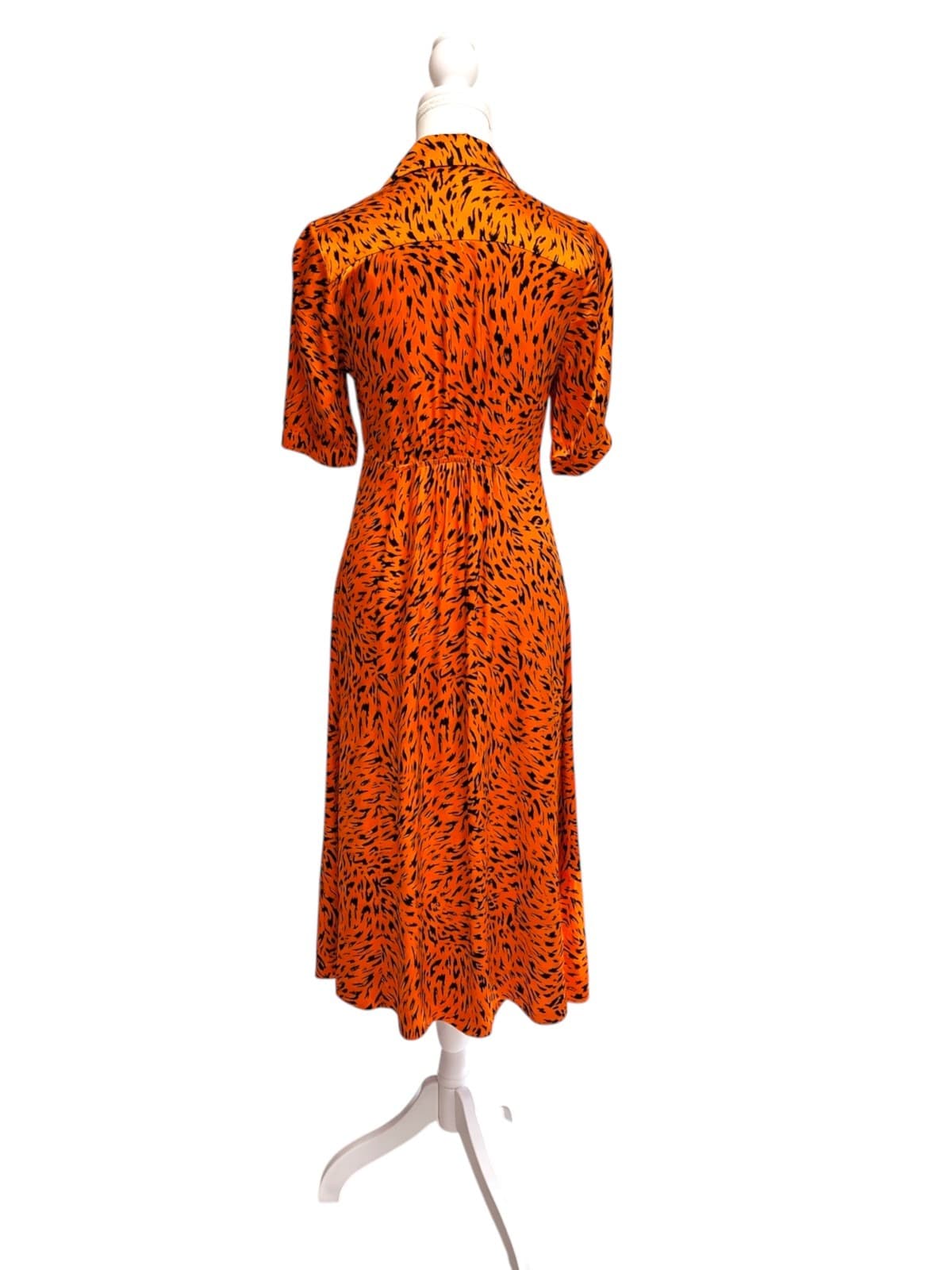 Country Road Orange Black Animal Print Button Front Midi Dress Size 8 — photo 3 of 8
