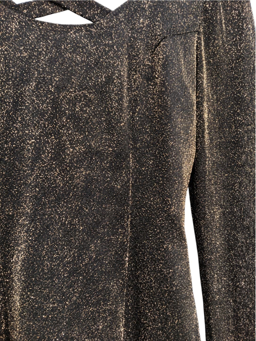 Cue Design Womens Dress Size 10 Black Gold Metallic 90s Vintage Style Party — photo 3 of 8