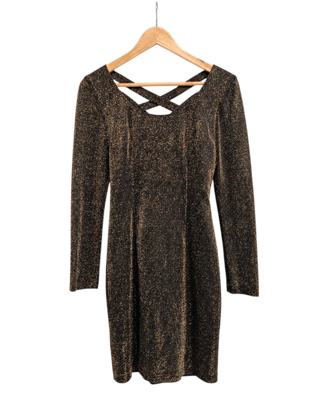 Cue Design Womens Dress Size 10 Black Gold Metallic 90s Vintage Style Party — photo 1 of 8