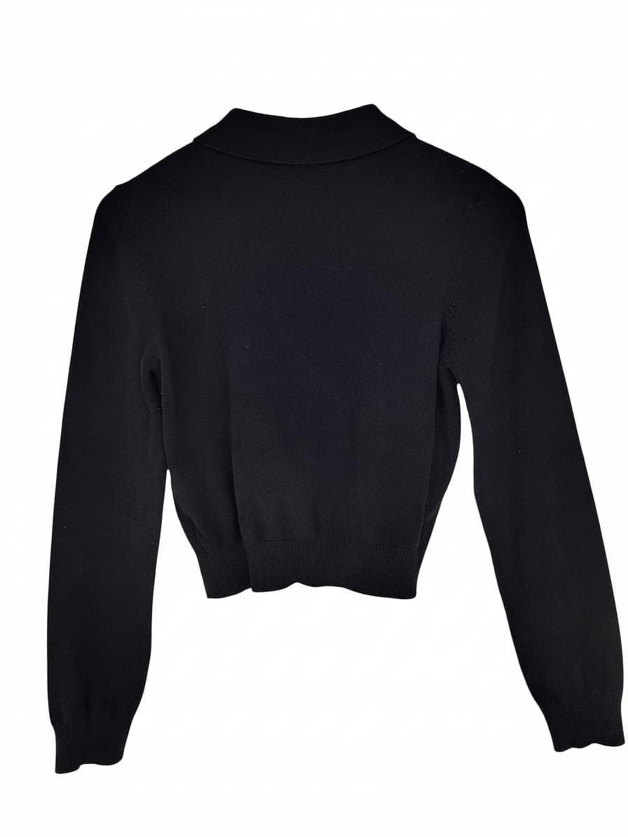 DANGERFIELD Black Apple Embroidered Peter Pan Collar Knit Cardigan Size 12 — photo 4 of 6
