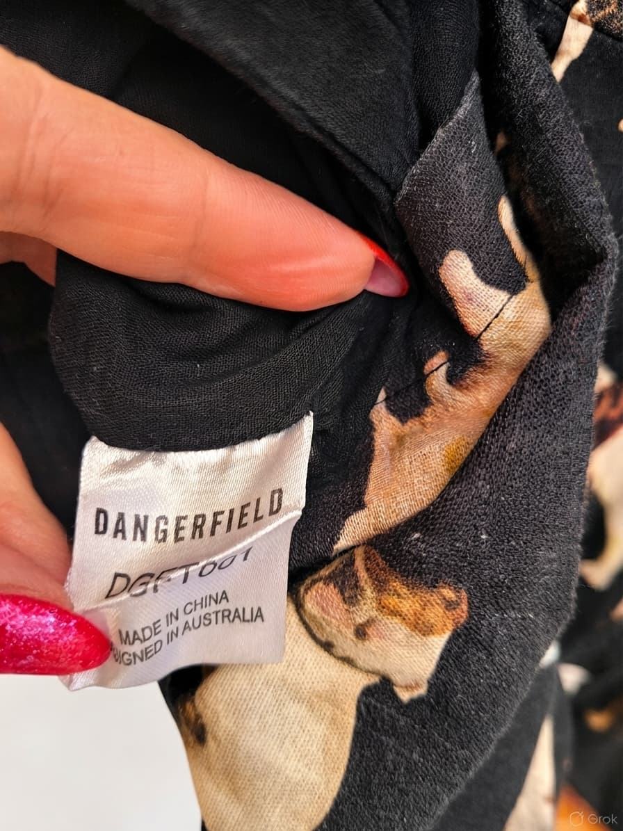 DANGERFIELD Black Dog Print Organic Cotton Fit & Flare Dress Size 10 — photo 5 of 6