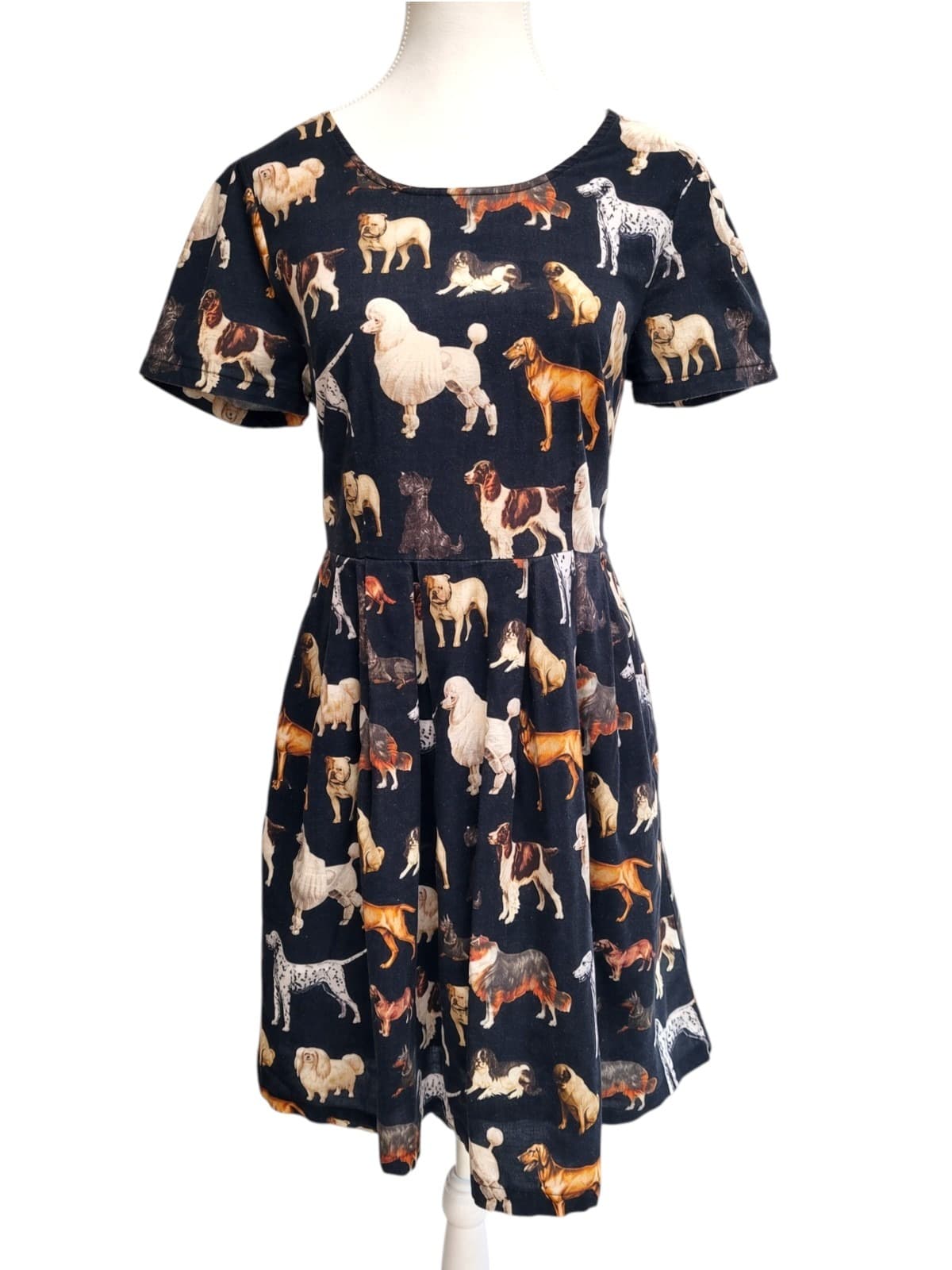 DANGERFIELD Black Dog Print Organic Cotton Fit & Flare Dress Size 10 — photo 2 of 6