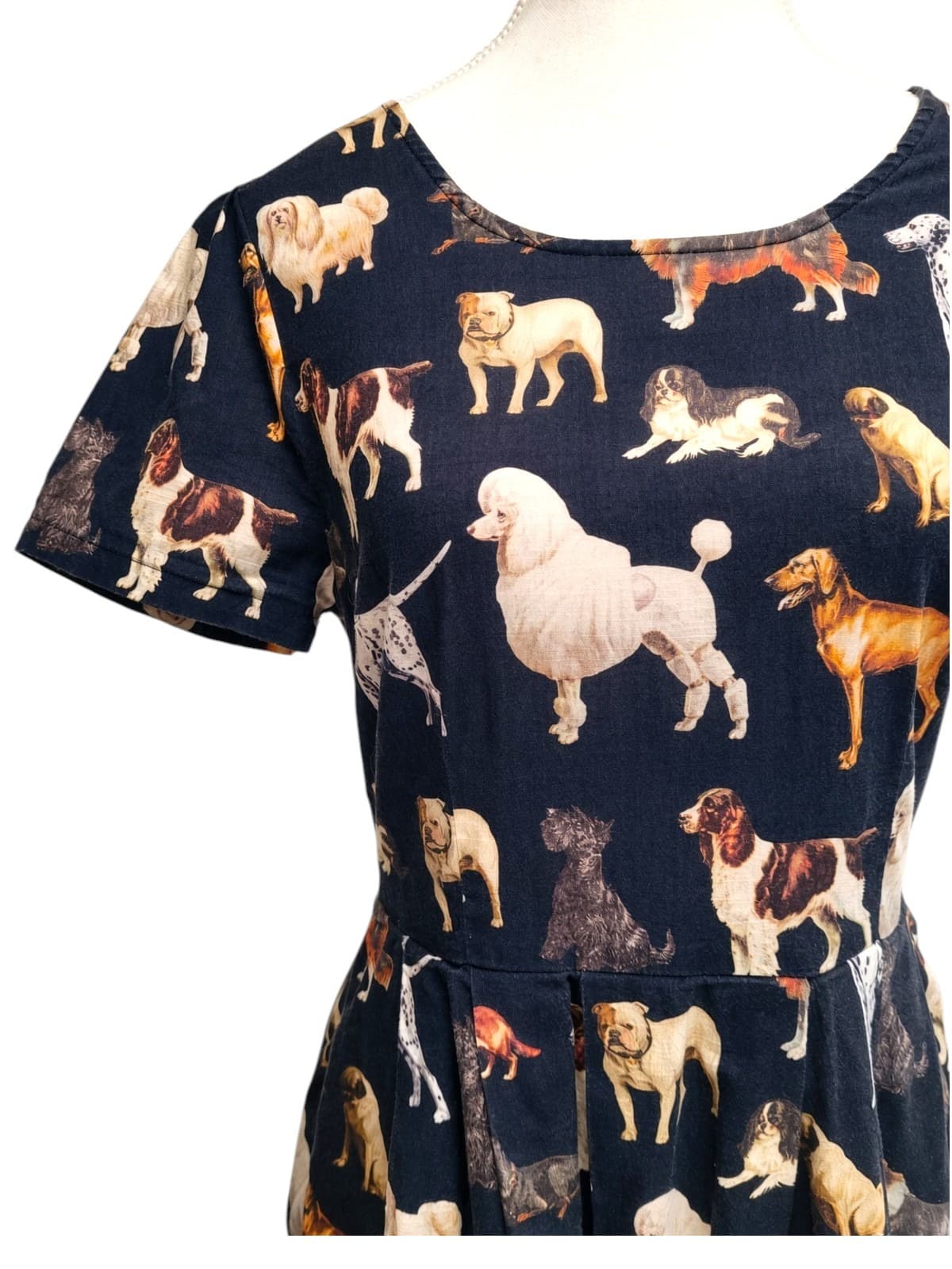 DANGERFIELD Black Dog Print Organic Cotton Fit & Flare Dress Size 10 — photo 1 of 6