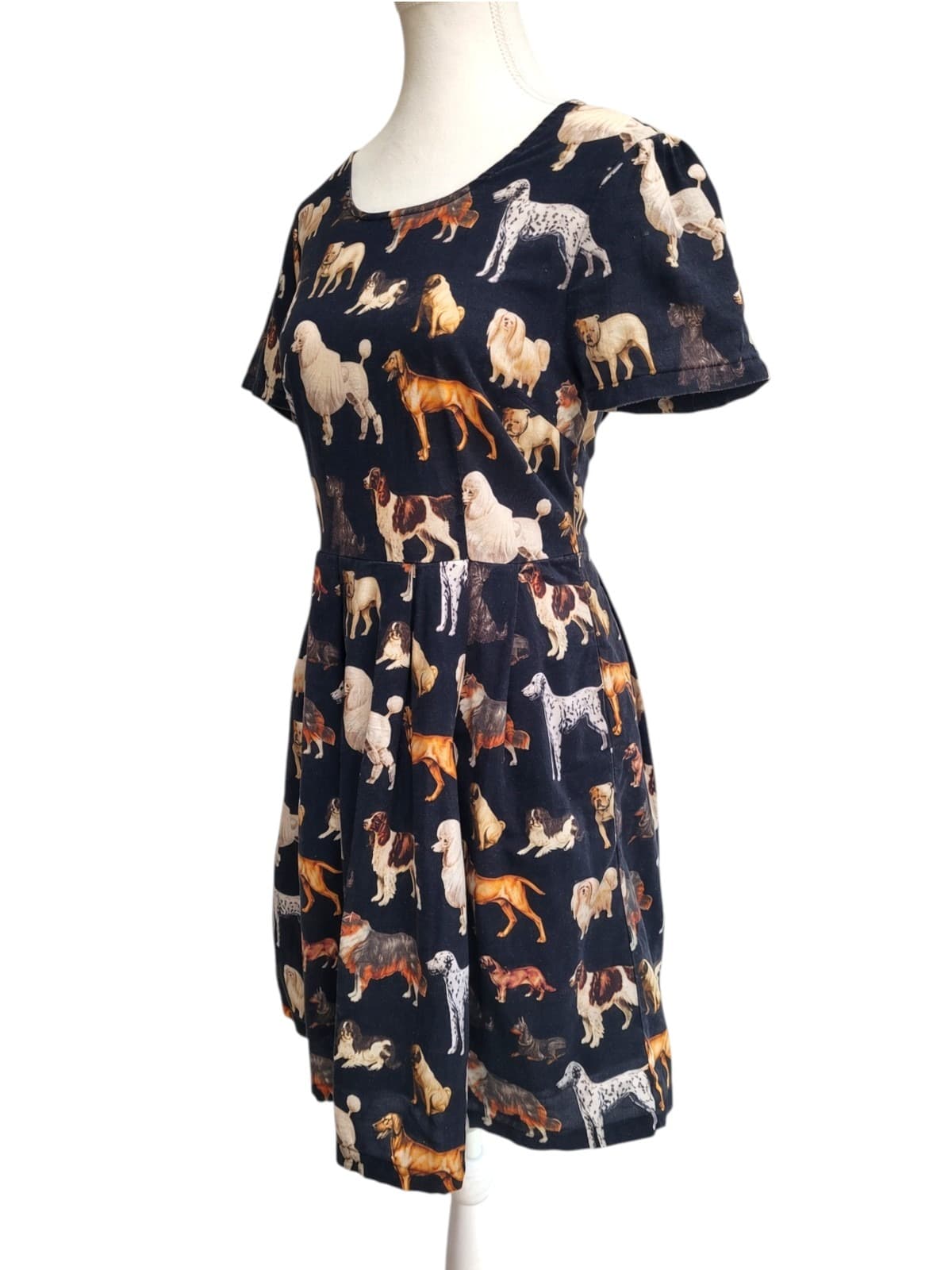 DANGERFIELD Black Dog Print Organic Cotton Fit & Flare Dress Size 10 — photo 3 of 6