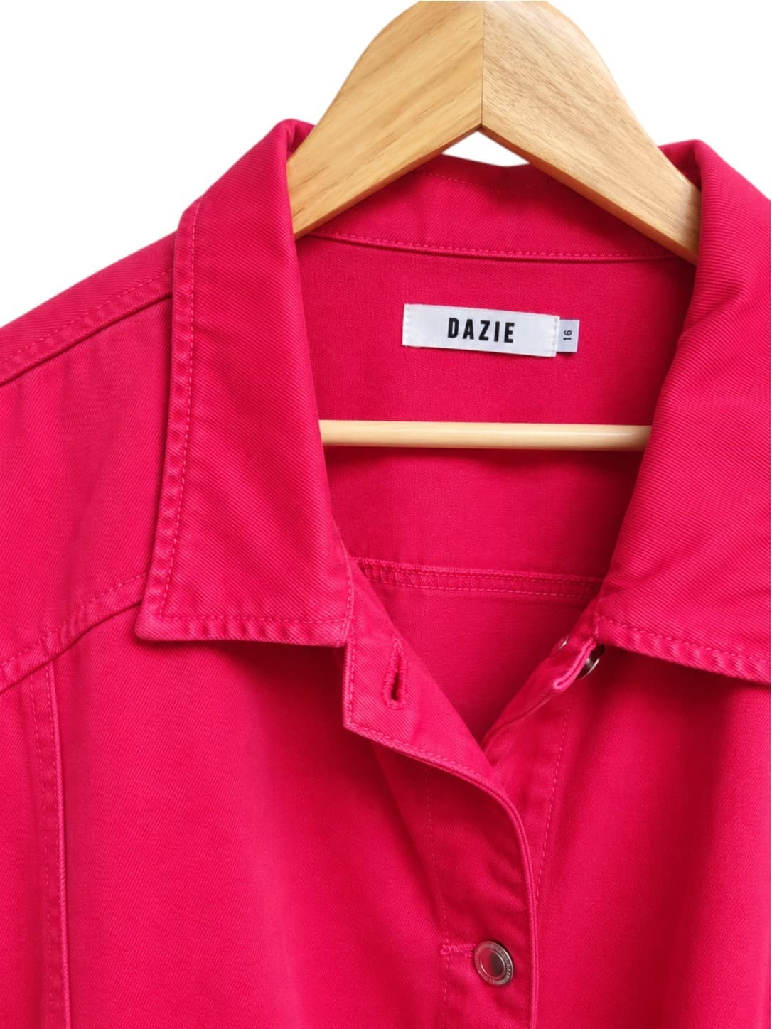 DAZIE Womens Denim Jacket Size 16 Hot Pink Oversized Utility Shacket Cotton — photo 7 of 9