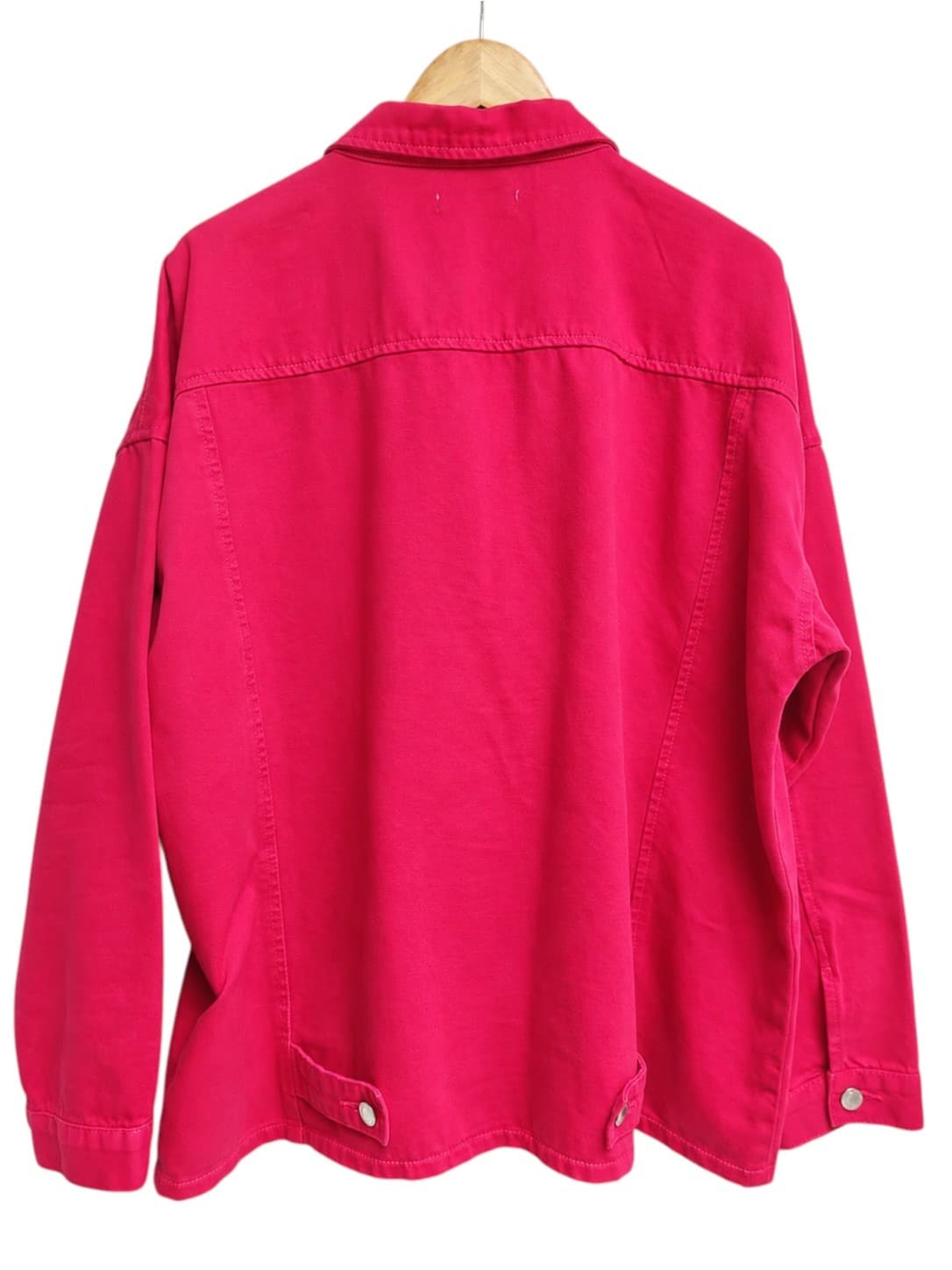 DAZIE Womens Denim Jacket Size 16 Hot Pink Oversized Utility Shacket Cotton — photo 6 of 9