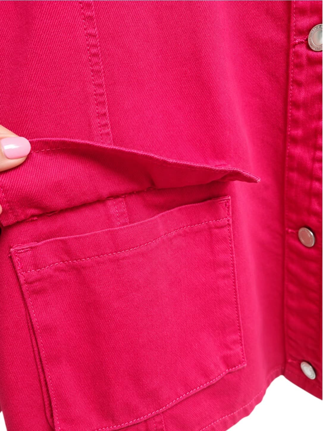 DAZIE Womens Denim Jacket Size 16 Hot Pink Oversized Utility Shacket Cotton — photo 5 of 9