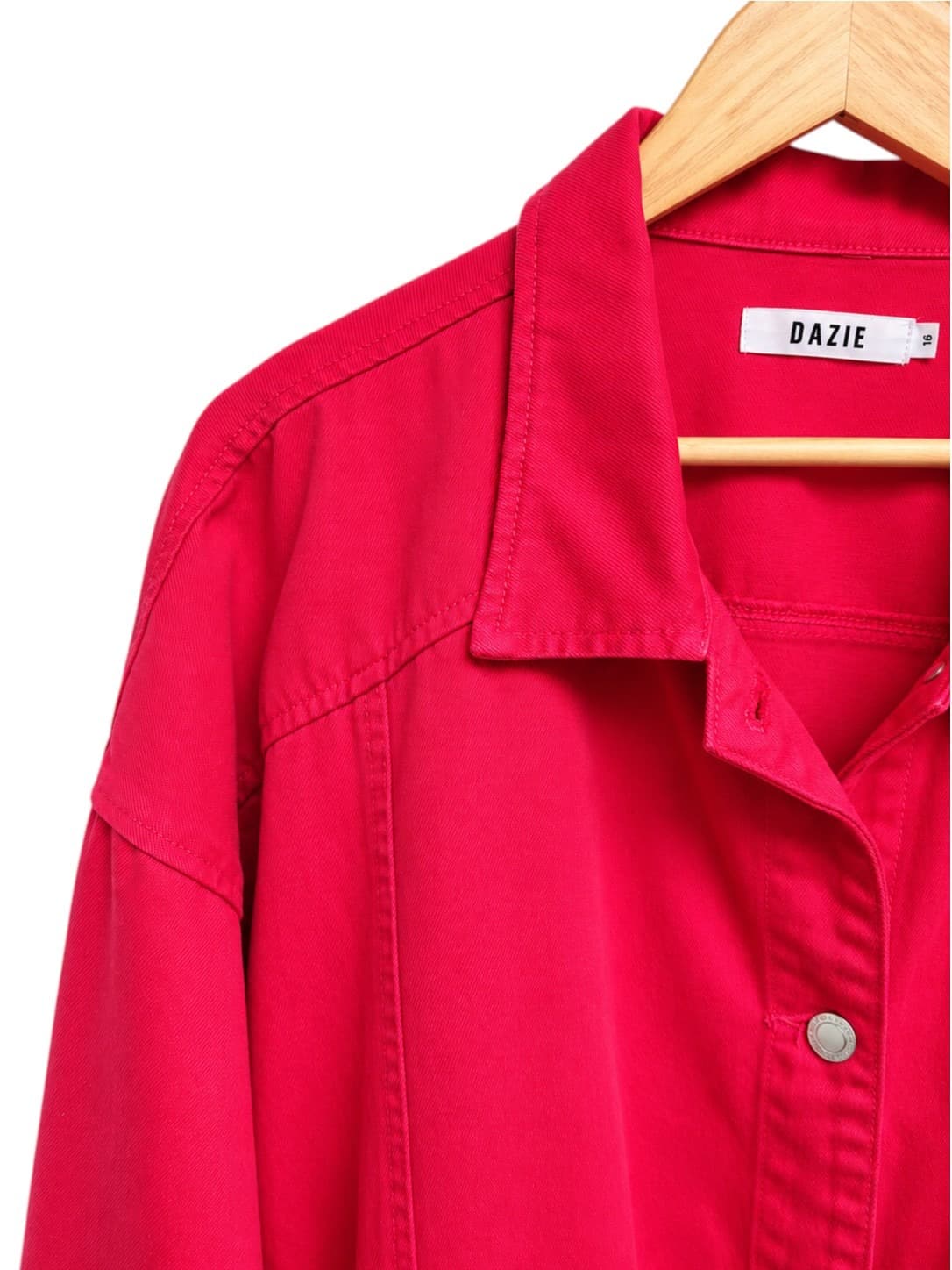 DAZIE Womens Denim Jacket Size 16 Hot Pink Oversized Utility Shacket Cotton — photo 1 of 9