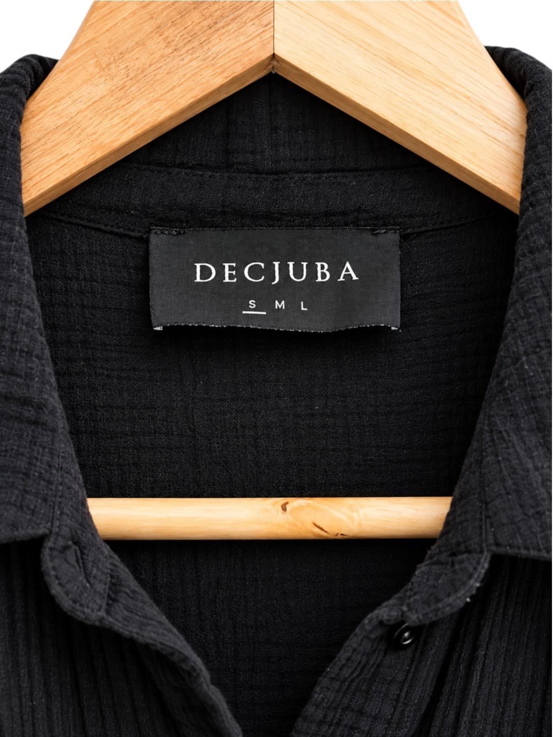 DECJUBA Black Cotton Gauze Button Front Playsuit Drawstring Waist Size S — photo 3 of 6