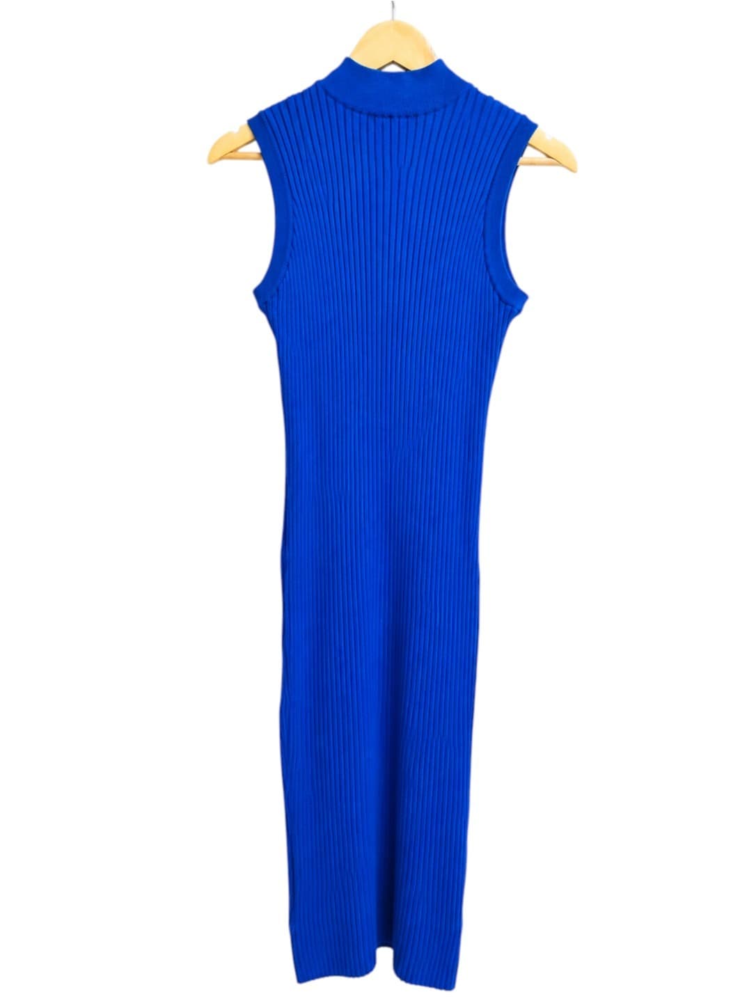 DECJUBA Cobalt Blue Ribbed Knit Sleeveless Mock Neck Midi Dress Size S — photo 3 of 6