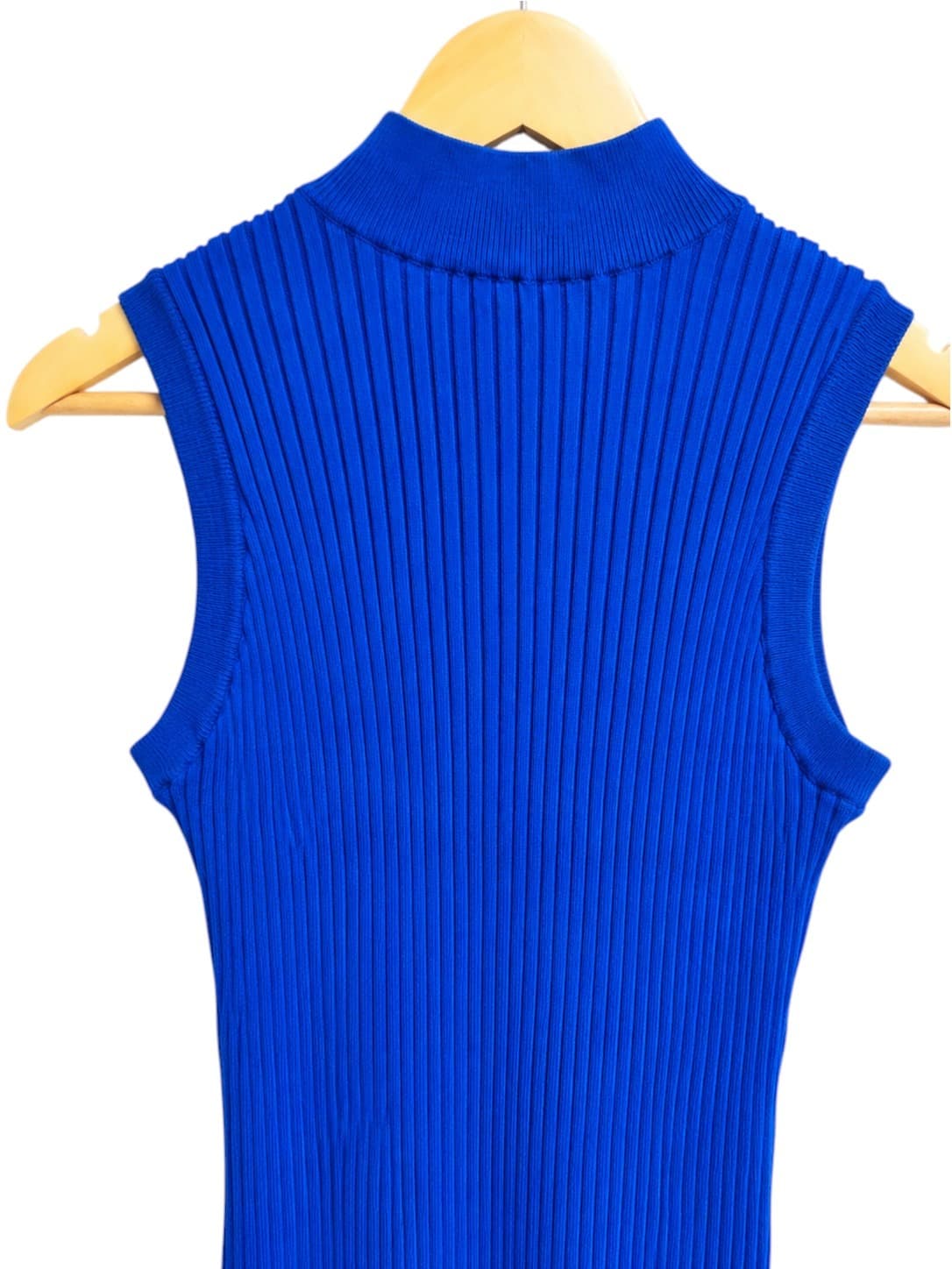 DECJUBA Cobalt Blue Ribbed Knit Sleeveless Mock Neck Midi Dress Size S — photo 4 of 6