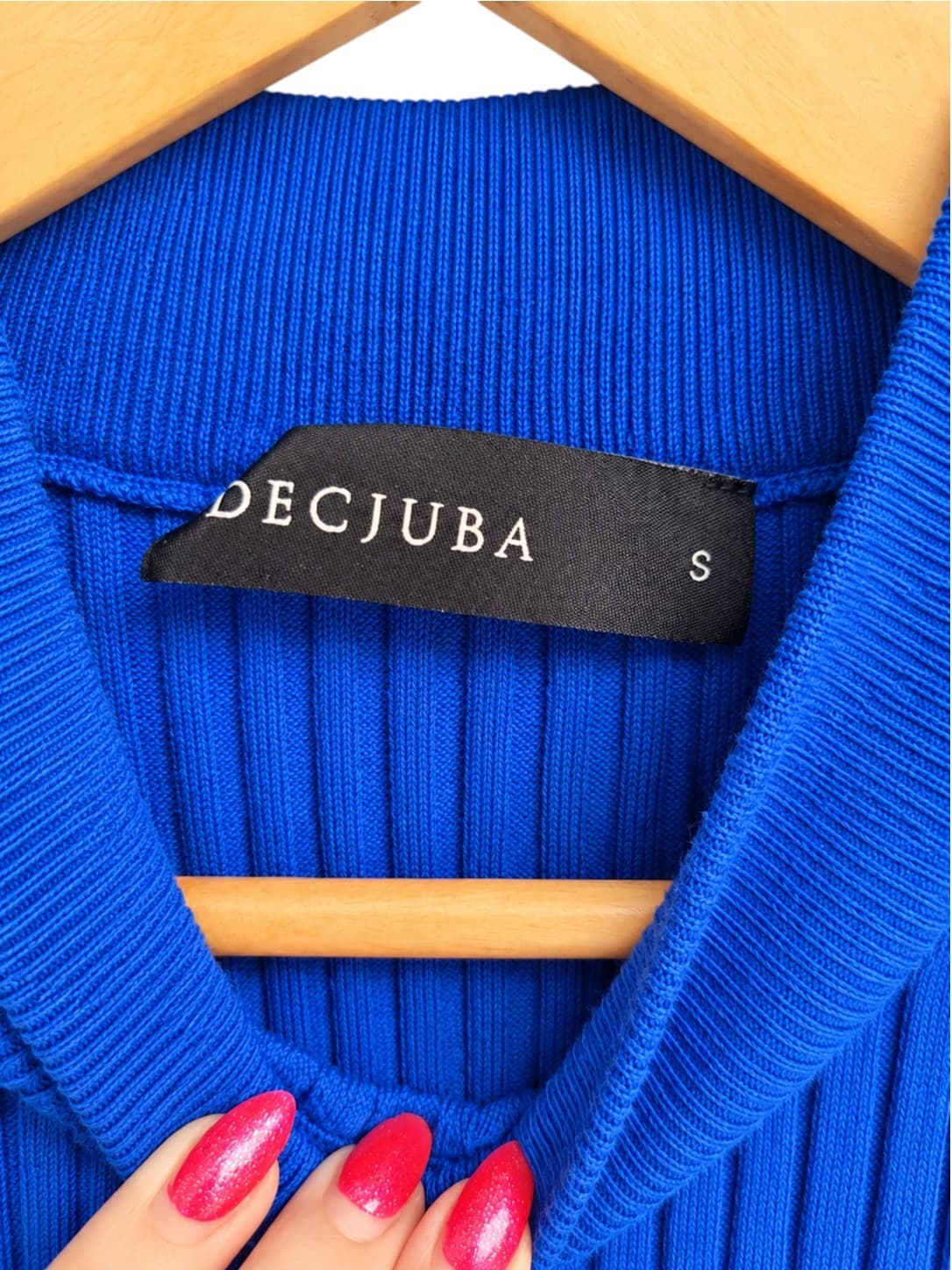 DECJUBA Cobalt Blue Ribbed Knit Sleeveless Mock Neck Midi Dress Size S — photo 5 of 6