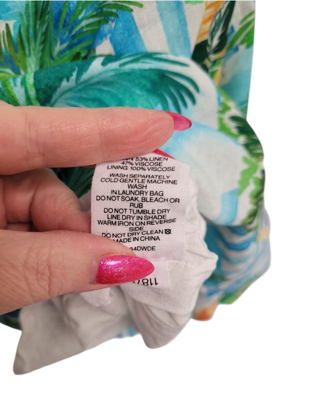 DECJUBA Serafina Tropical Print Linen Blend One Shoulder Mini Dress Size 10 — photo 8 of 13