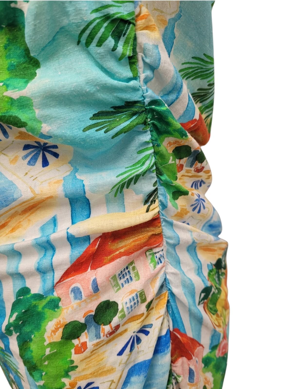 DECJUBA Serafina Tropical Print Linen Blend One Shoulder Mini Dress Size 10 — photo 9 of 13