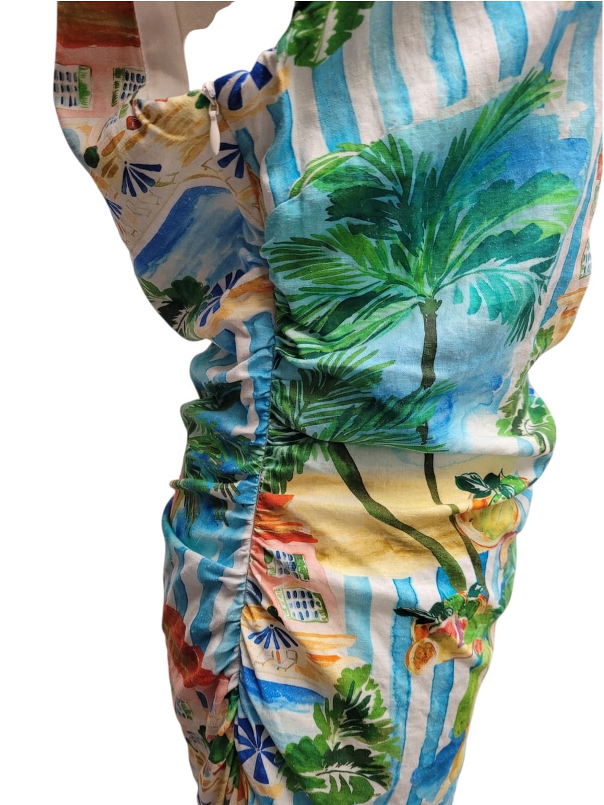 DECJUBA Serafina Tropical Print Linen Blend One Shoulder Mini Dress Size 10 — photo 7 of 13