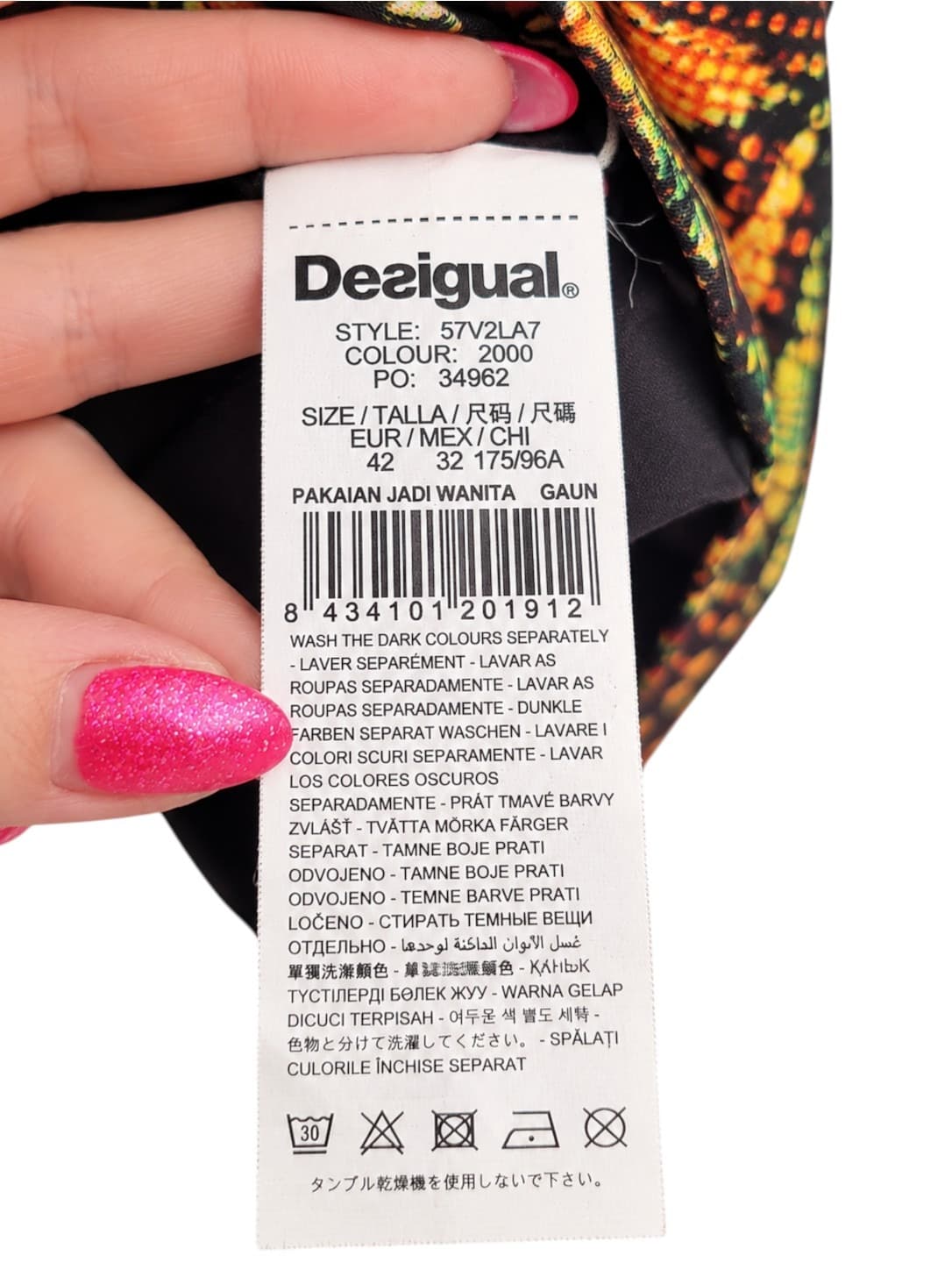 DESIGUAL Black Floral Tapestry Print V-Neck Shift Dress EU 42 AU 14 — photo 5 of 6