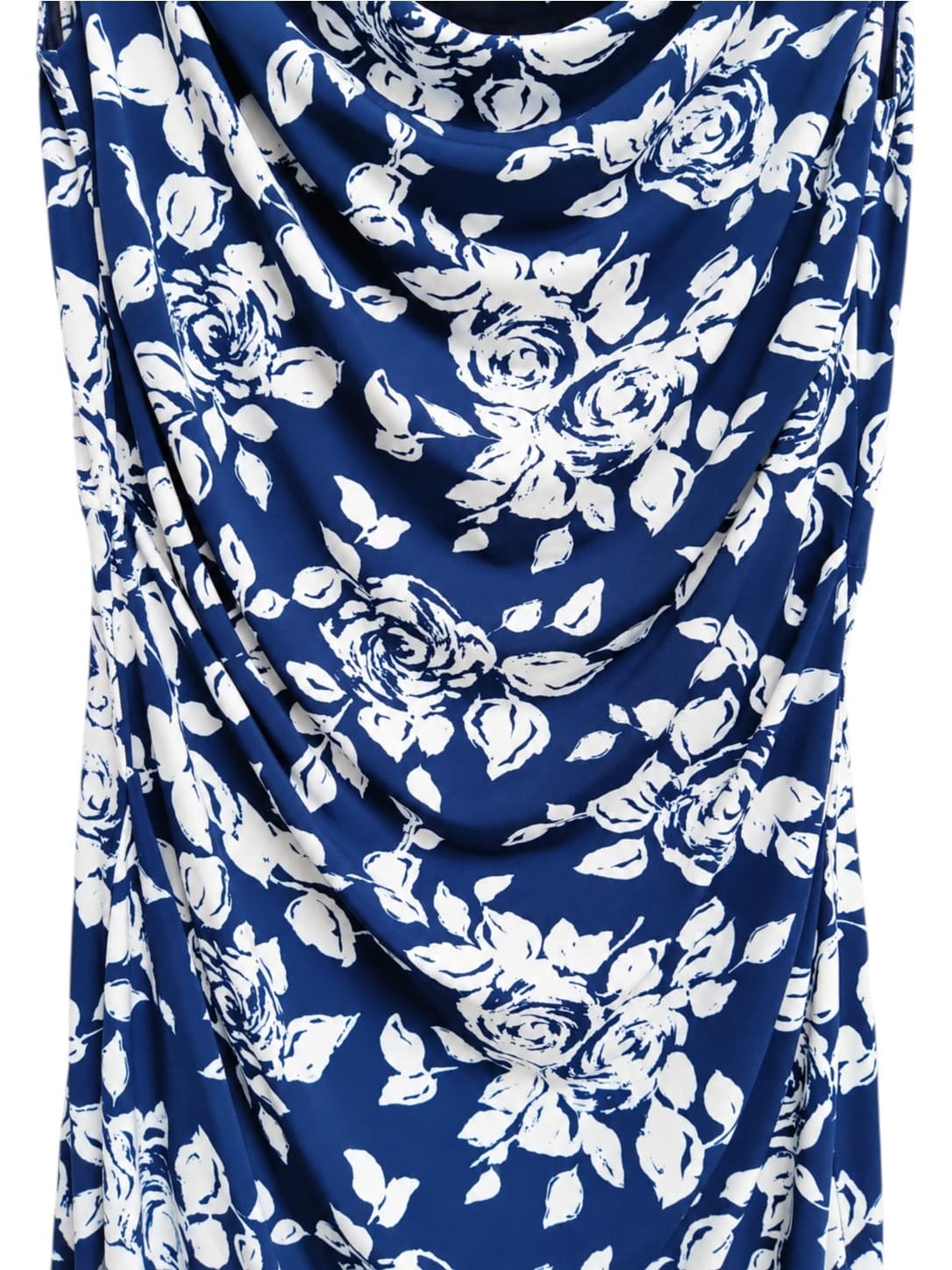 Diana Ferrari Womens Dress Size 8 Navy White Floral Cowl Neck Sleeveless Midi — photo 3 of 7