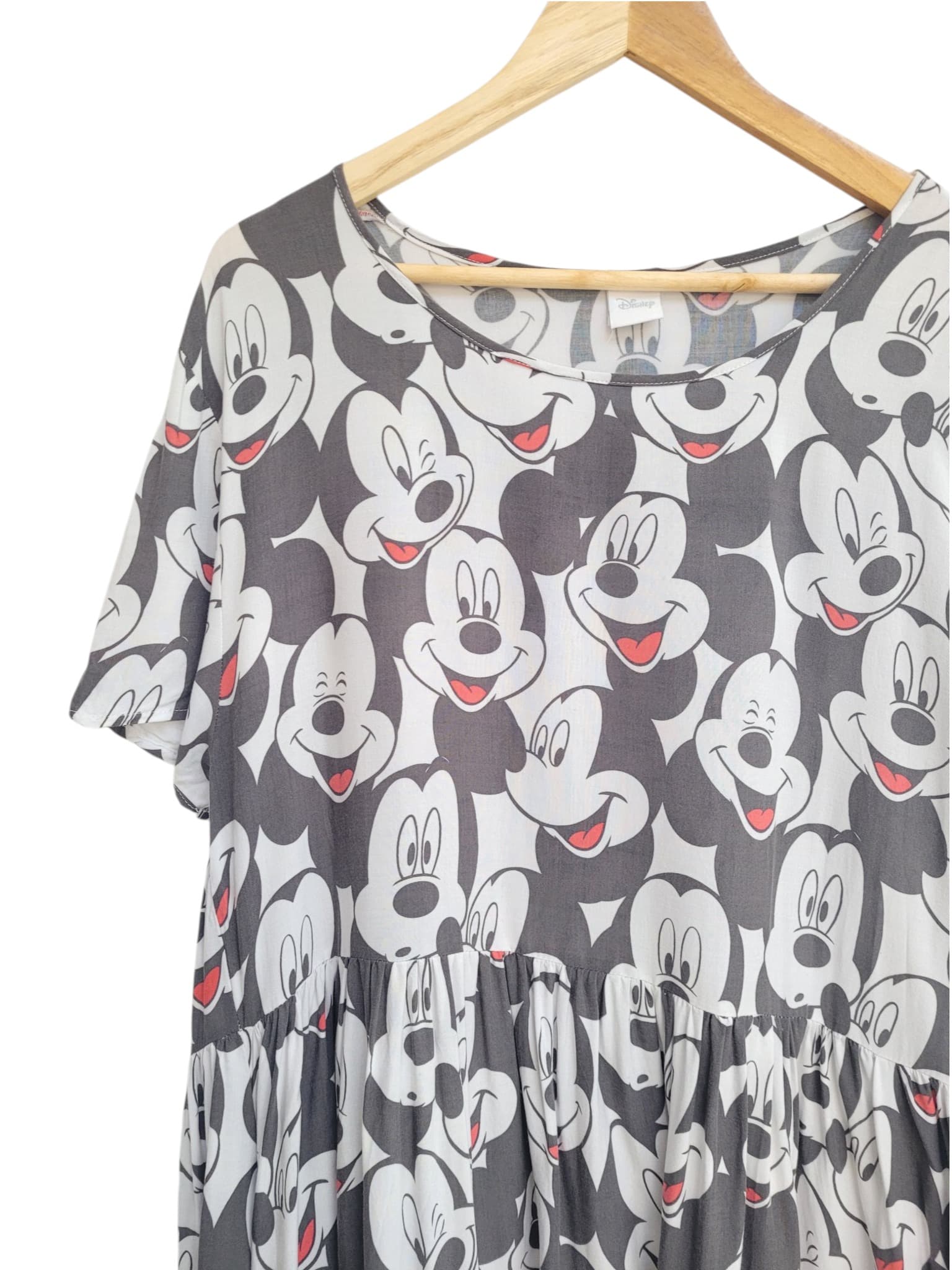 DISNEY Mickey Mouse All Over Print Grey Smock Dress Oversized approx 12 — photo 1 of 6