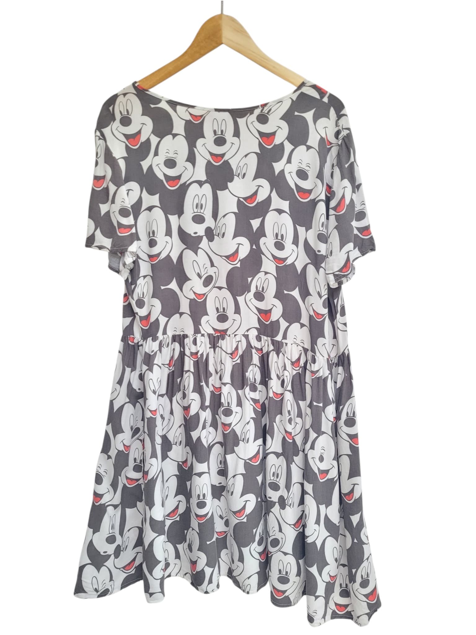 DISNEY Mickey Mouse All Over Print Grey Smock Dress Oversized approx 12 — photo 3 of 6