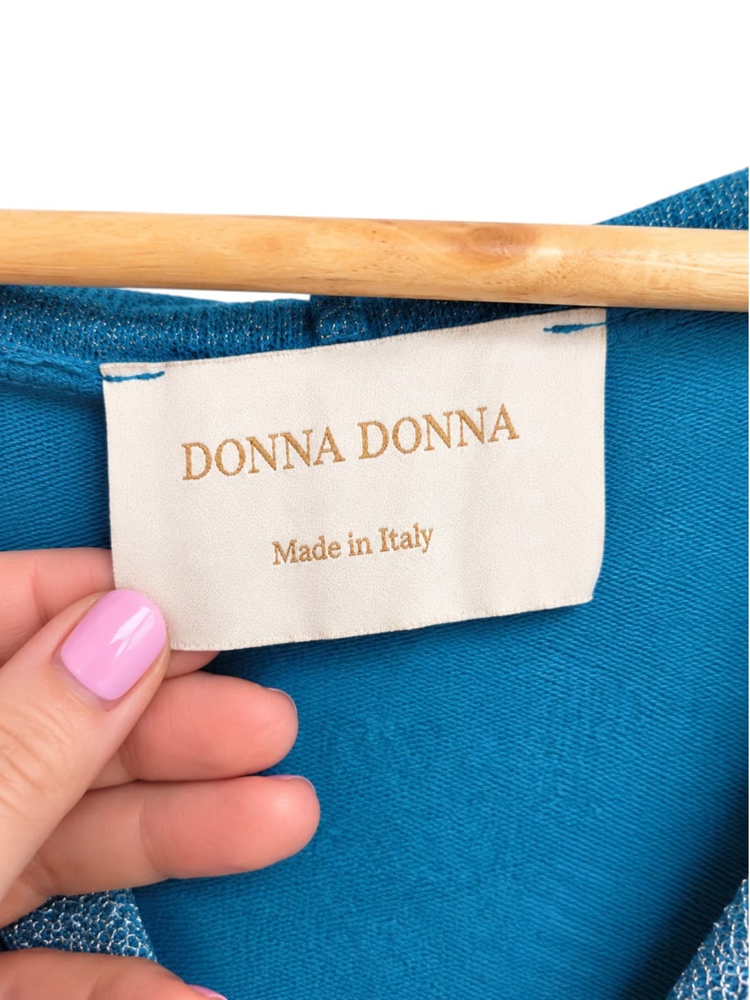 Donna Donna Italy Blue Oversized Knit Tunic Hoodie Lagenlook Sparkle Pockets — photo 6 of 6